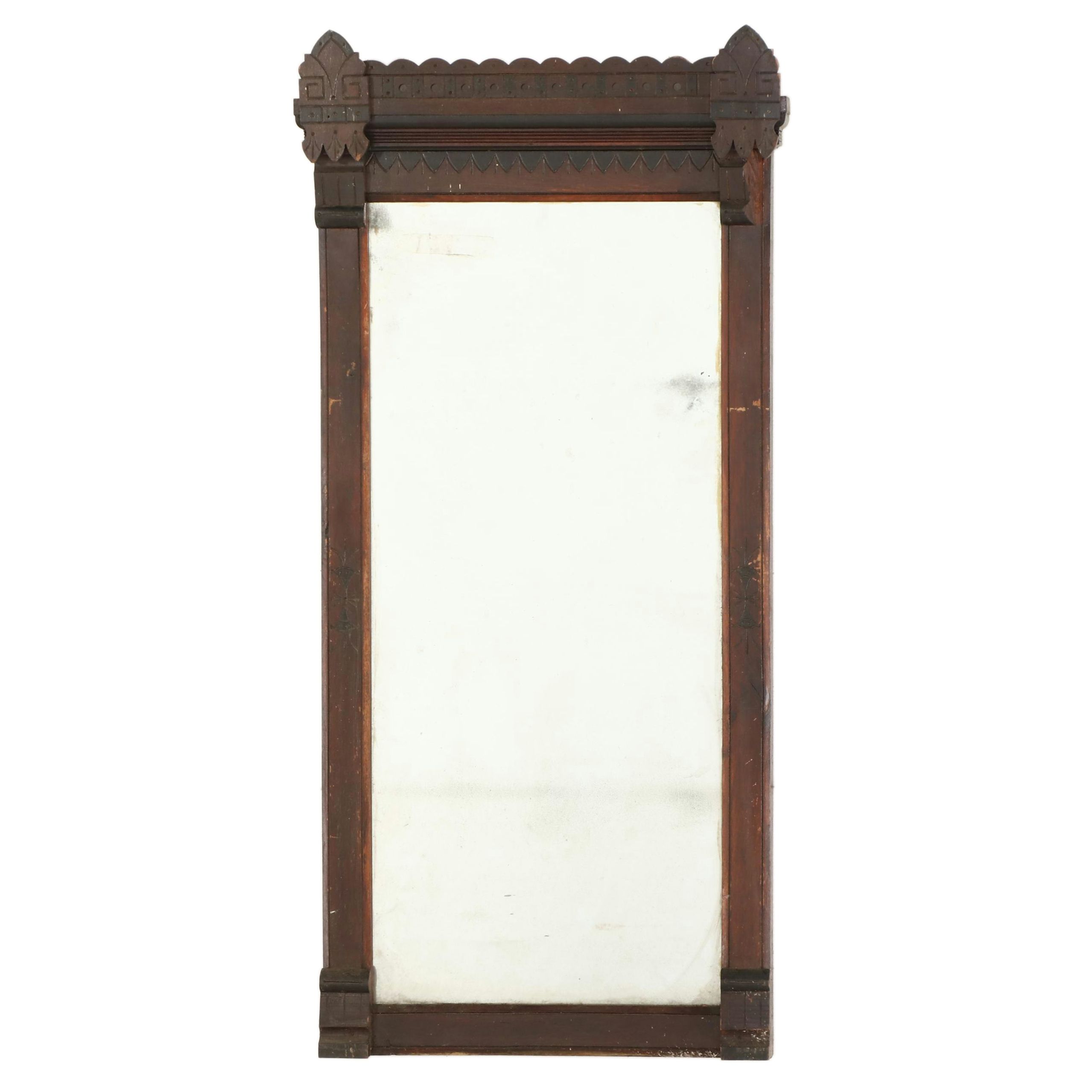 Victorian Eastlake Carved Wood Pier Mirror