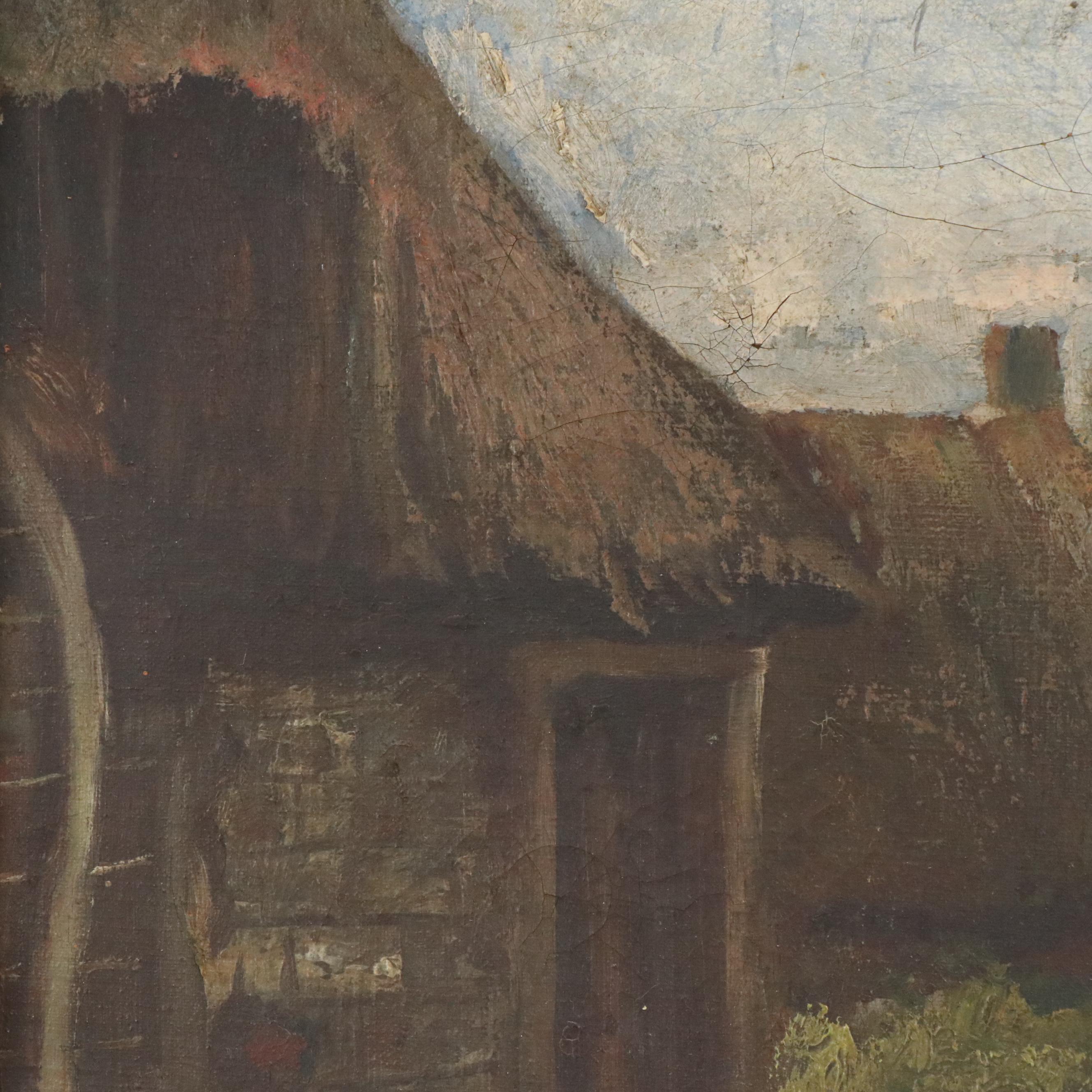 Landscape Oil Painting with Ducks, 19th Century