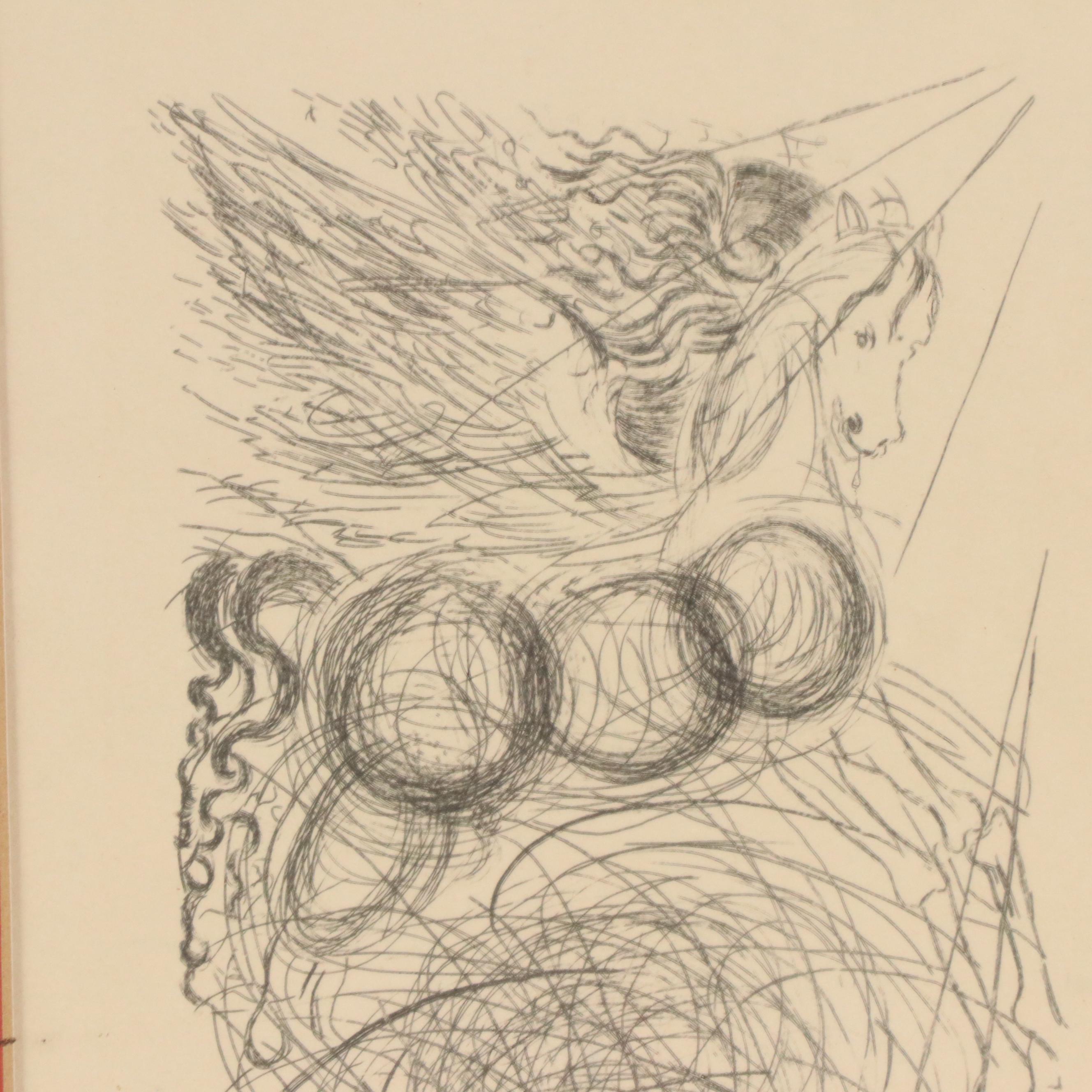 Salvador Dali Lithograph With Facsimile Signature "Pégase," Late 20th Century