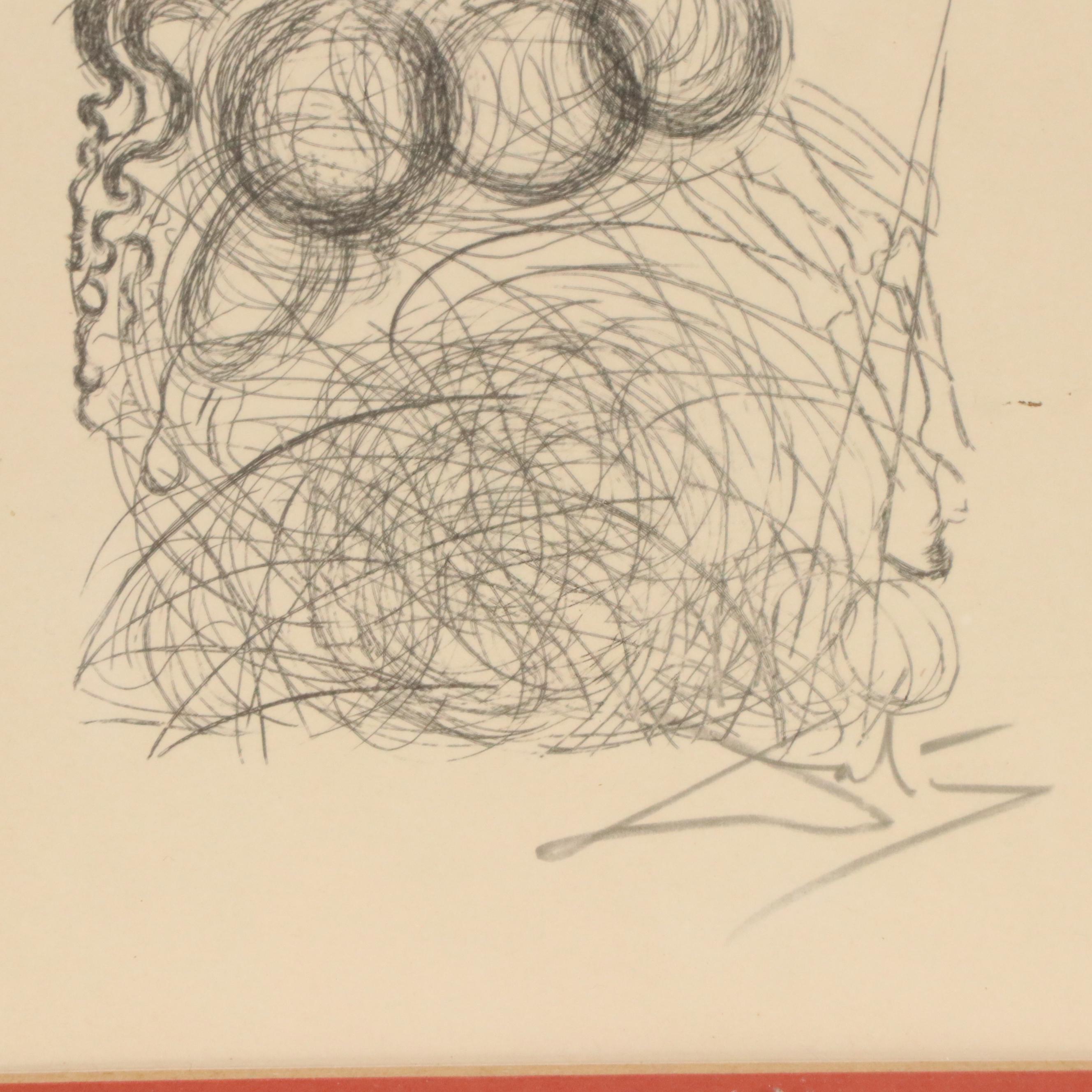 Salvador Dali Lithograph With Facsimile Signature "Pégase," Late 20th Century