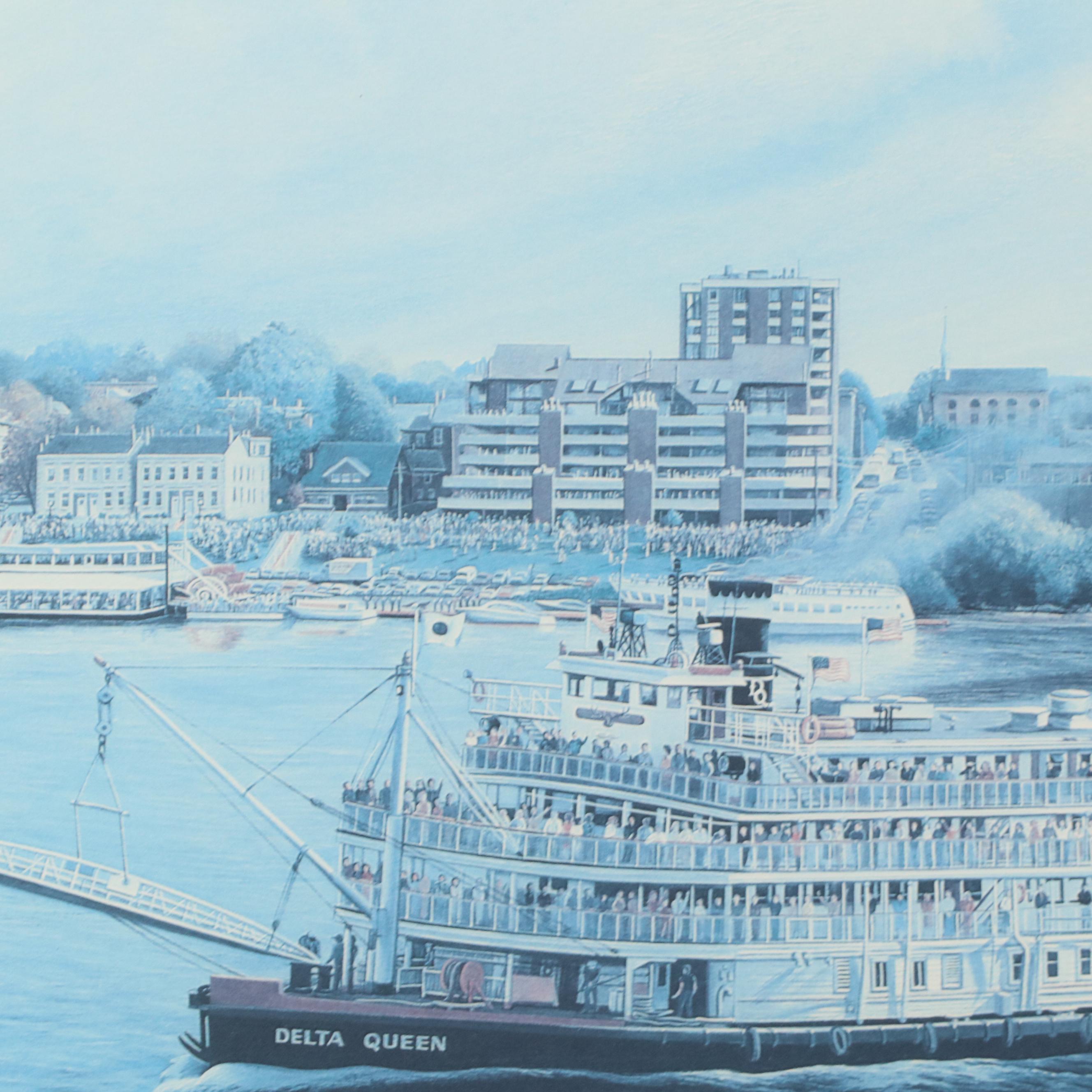 Dale Benedict Offset Lithograph "The Delta Queen vs. The Belle of Louisville"