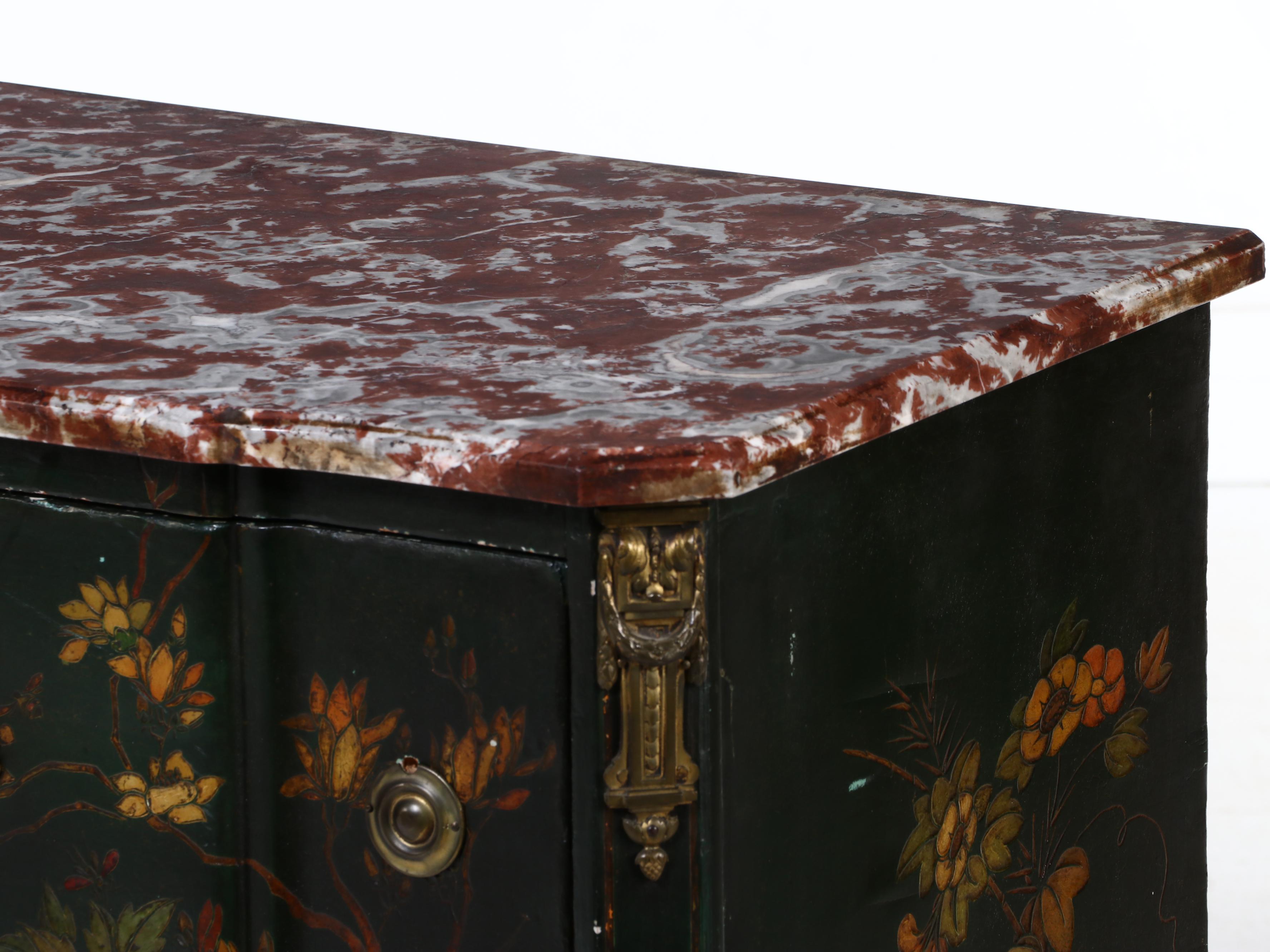 W. & J. Sloane Anglo-Chinese Marble Top Two-Drawer Chest, 20th Century