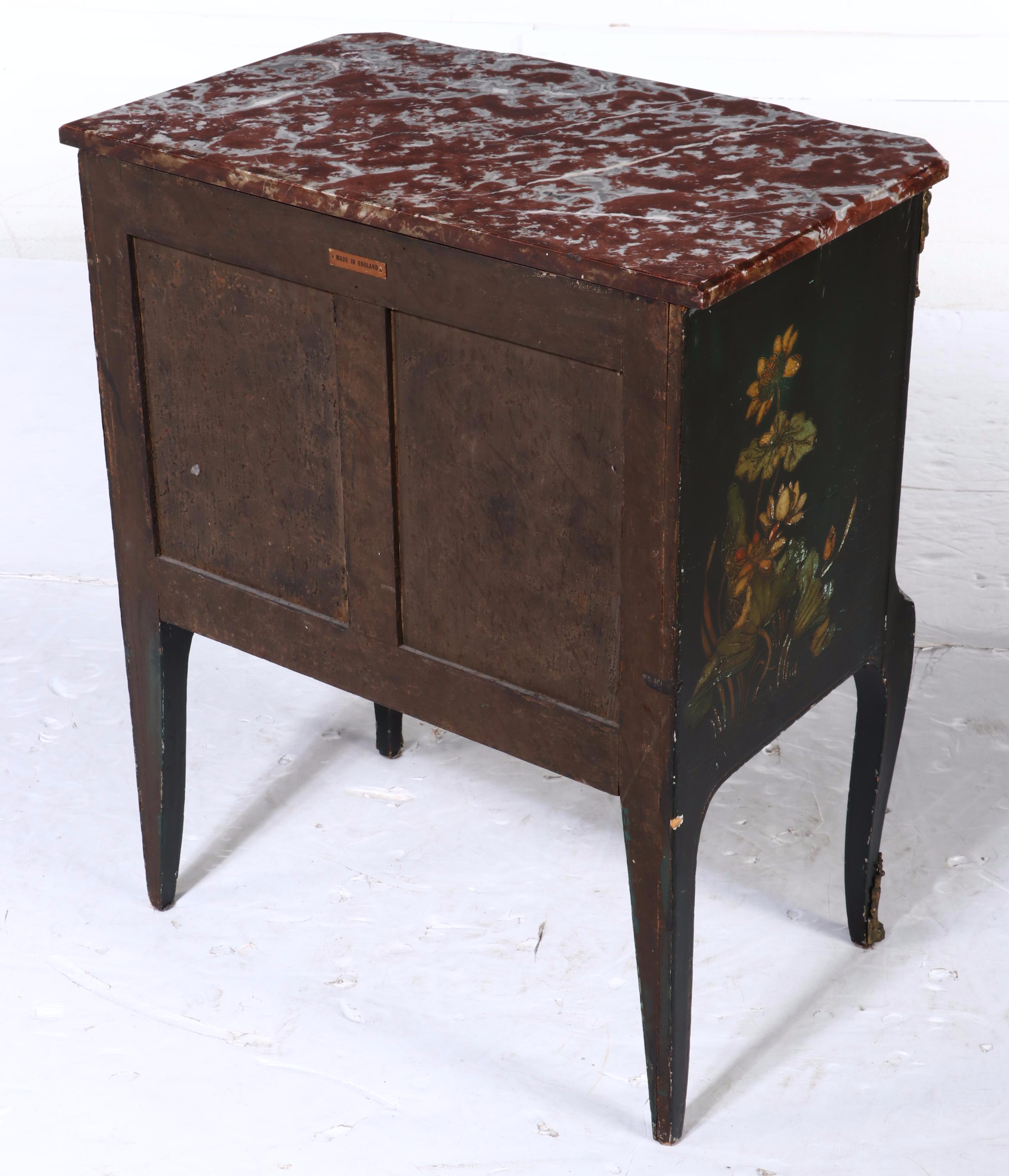 W. & J. Sloane Anglo-Chinese Marble Top Two-Drawer Chest, 20th Century
