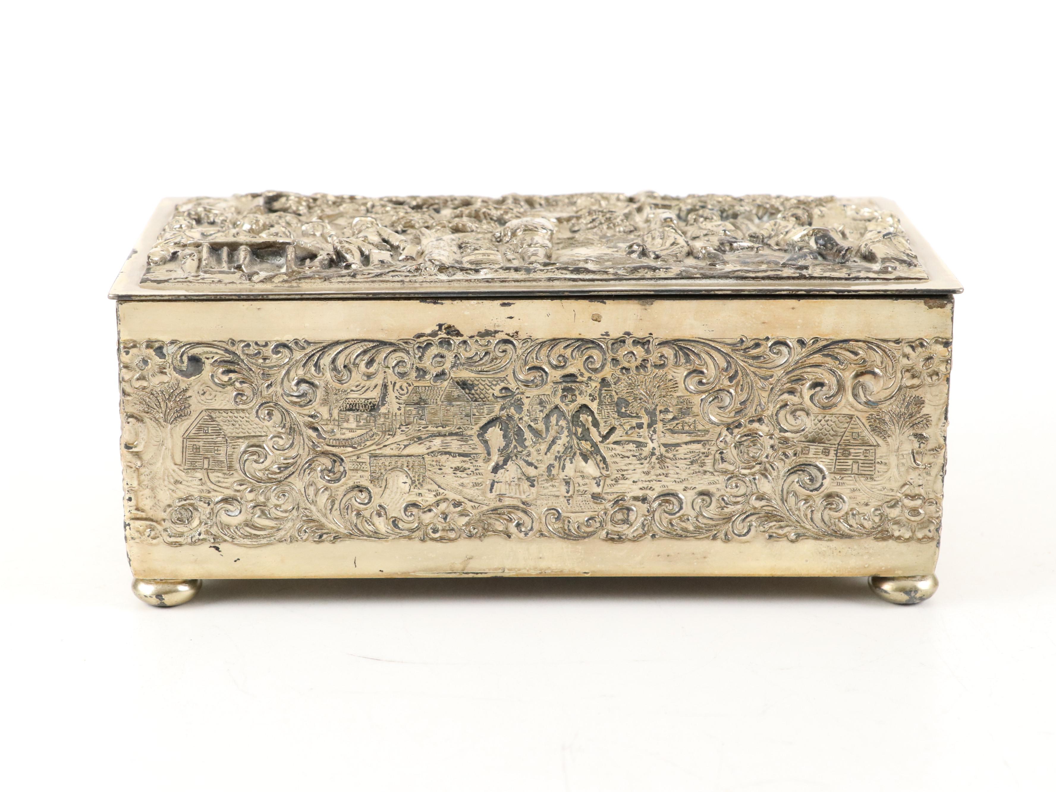 Barbour Silver Co. Silver Plate Repoussé Lidded Box, Late 19th-Early 20th C.