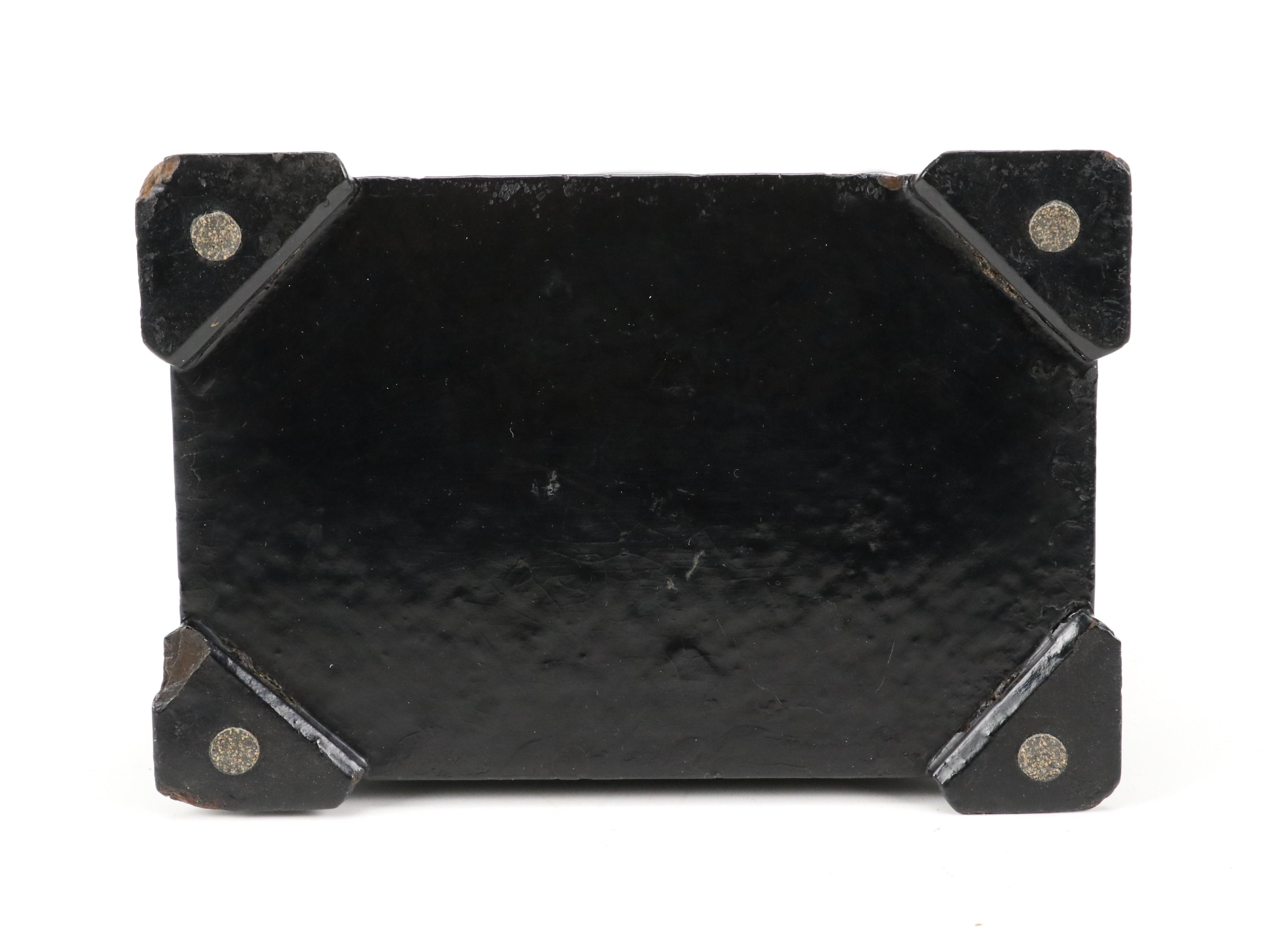 Victorian Abalone Inlaid Lacquerware Tea Caddy, 19th Century