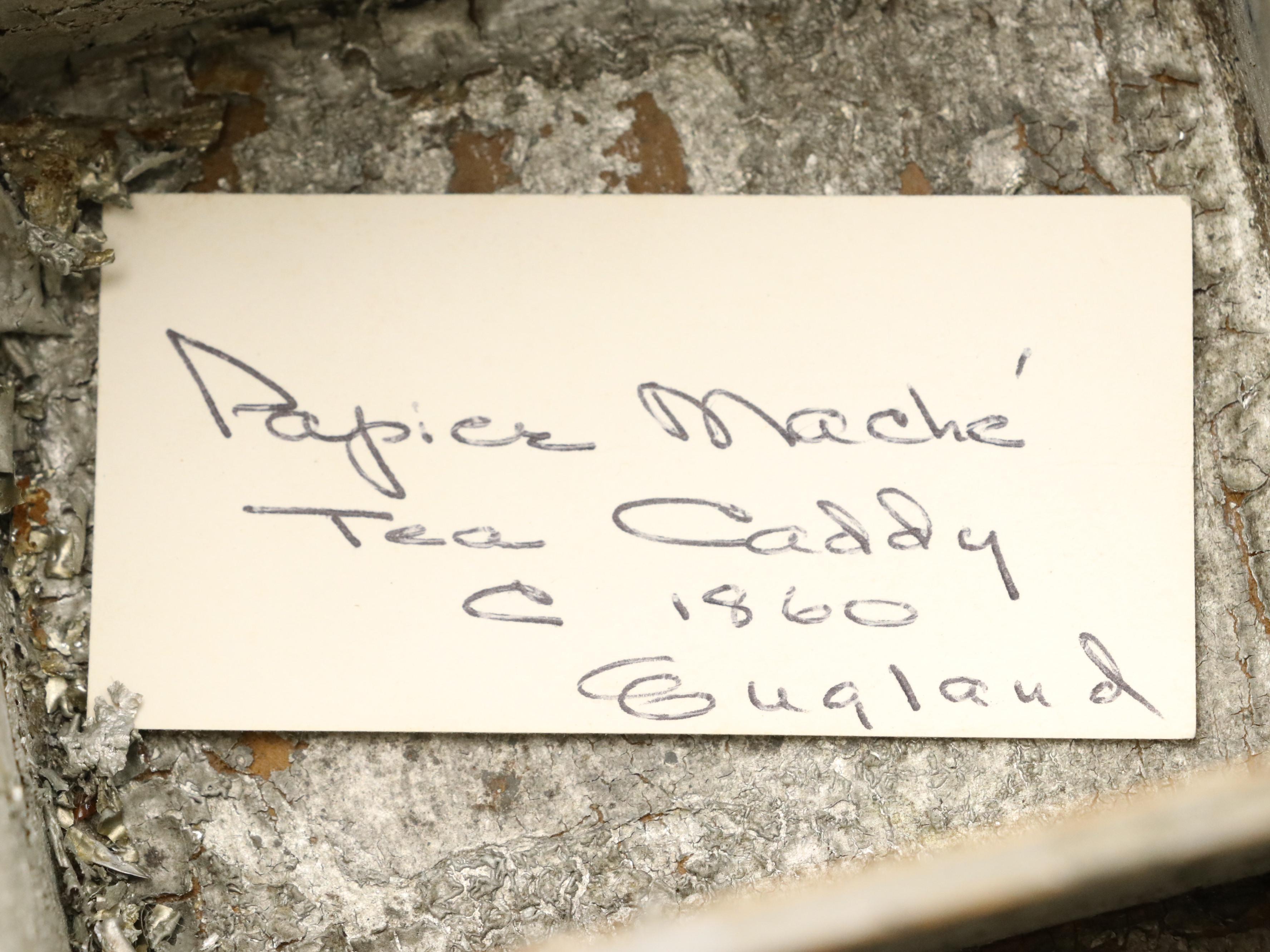 Victorian Abalone Inlaid Lacquerware Tea Caddy, 19th Century