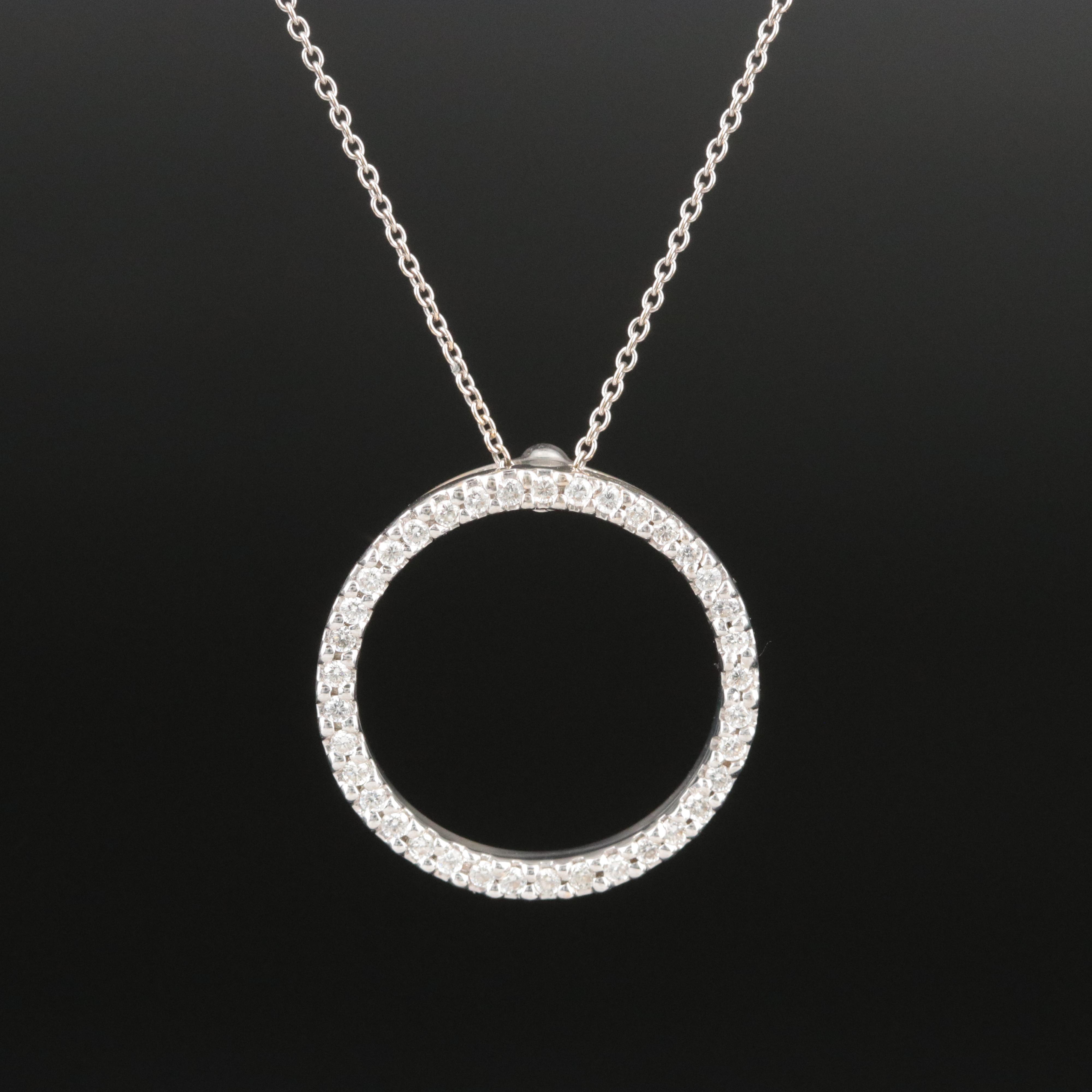 Roberto Coin Tiny Treasures 18K 0.26 CTW Diamond Circle Pendant Necklace
