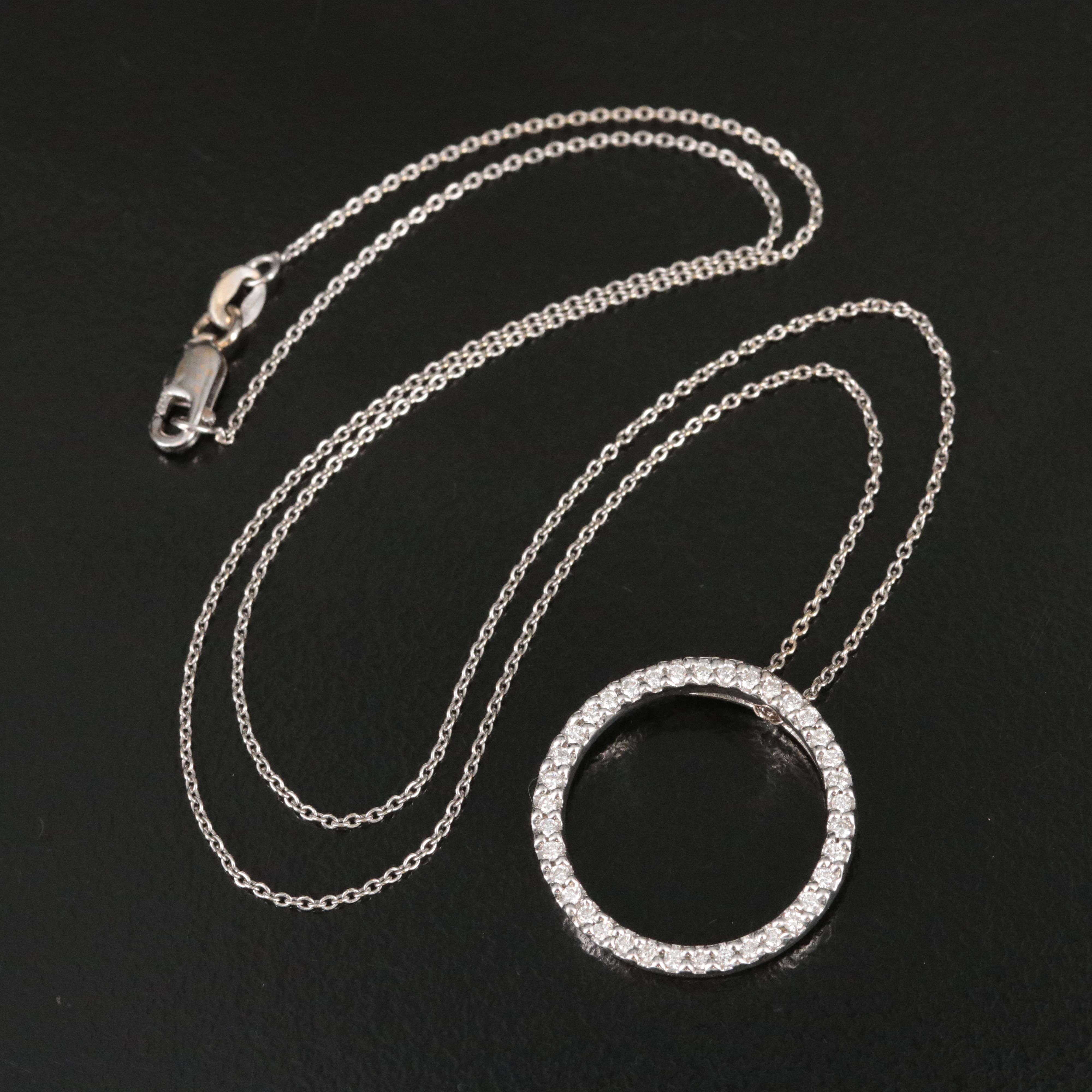 Roberto Coin Tiny Treasures 18K 0.26 CTW Diamond Circle Pendant Necklace