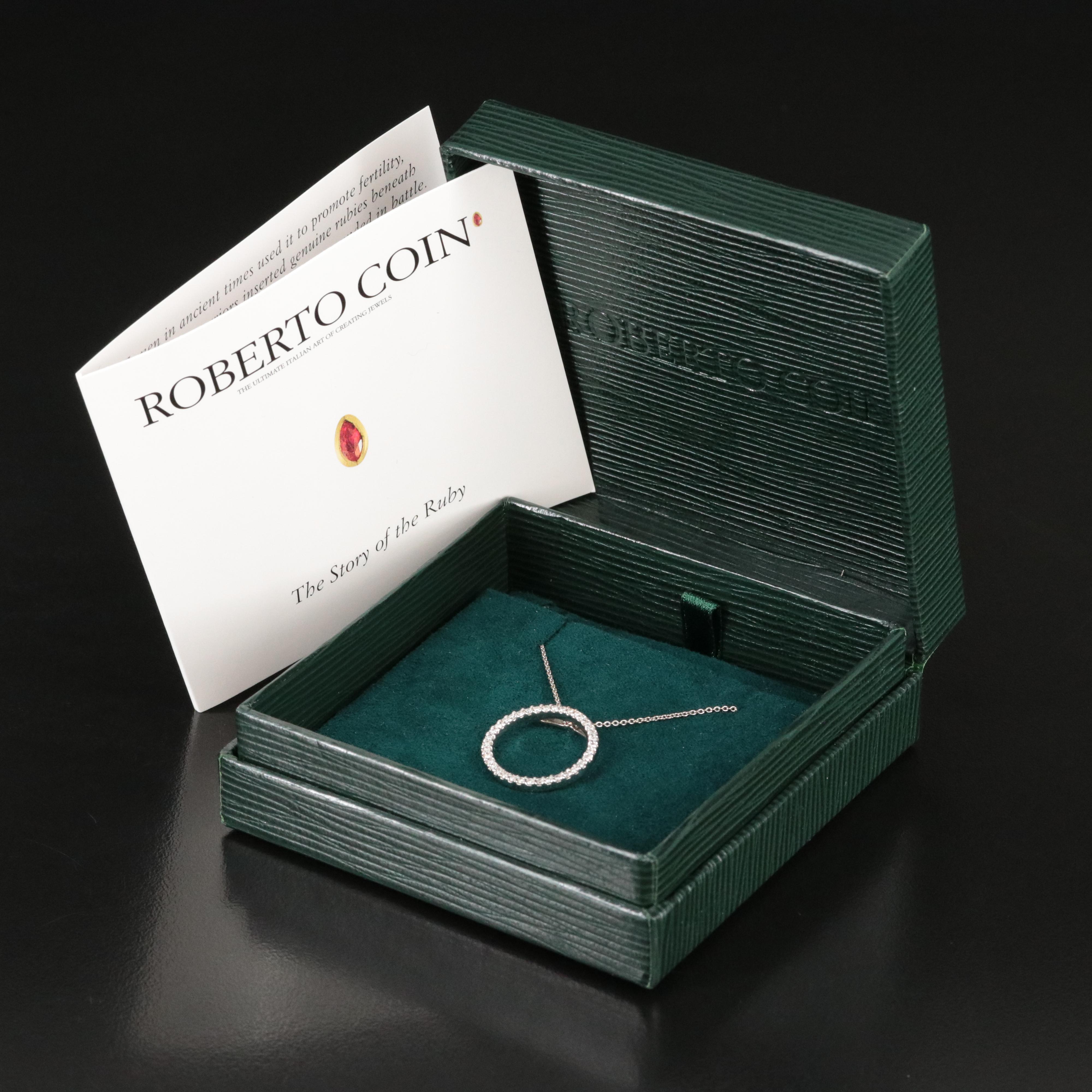 Roberto Coin Tiny Treasures 18K 0.26 CTW Diamond Circle Pendant Necklace