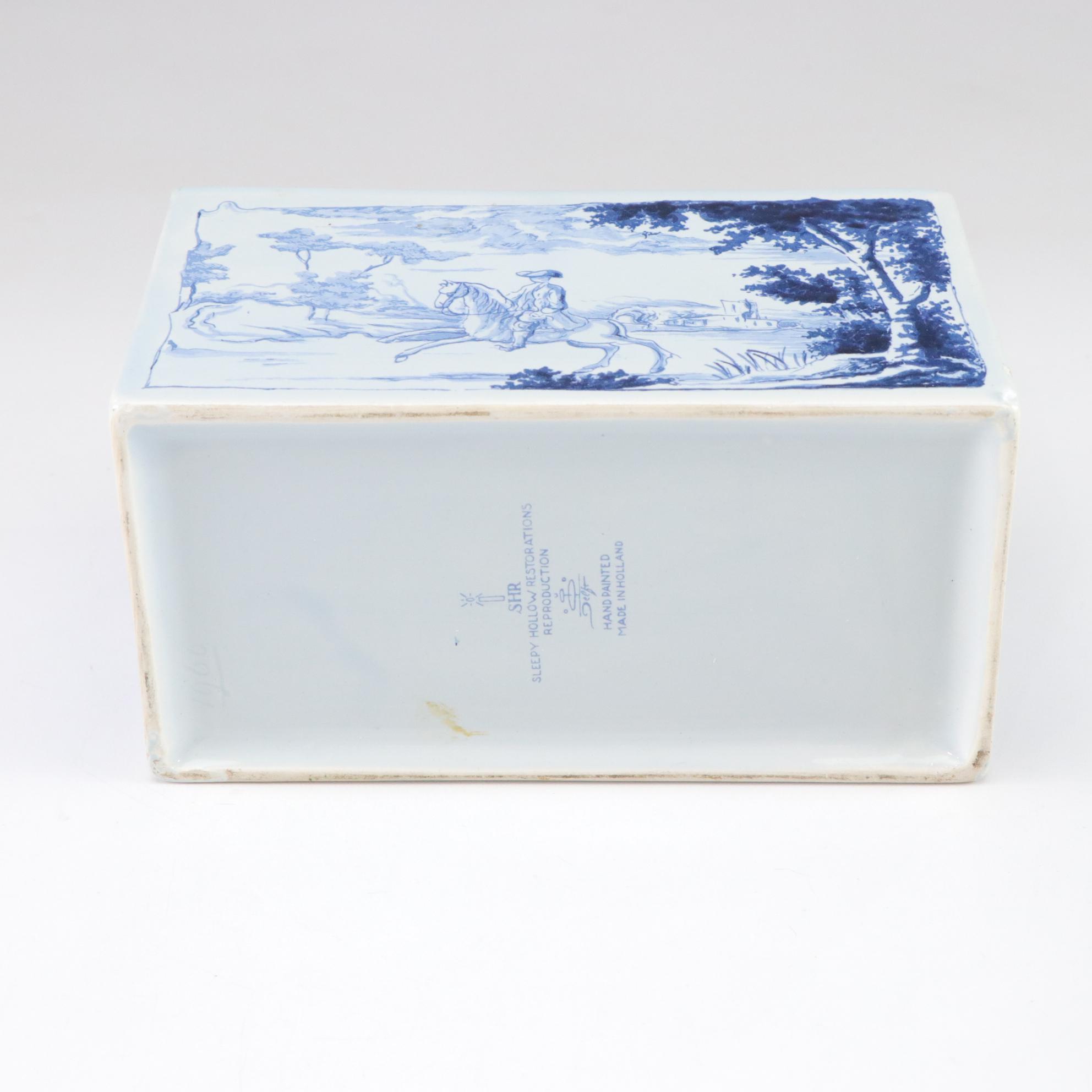 Dunn, Bennett & Co "Glencoe" Ironstone Plate with Delft Flower Frog and Mugs