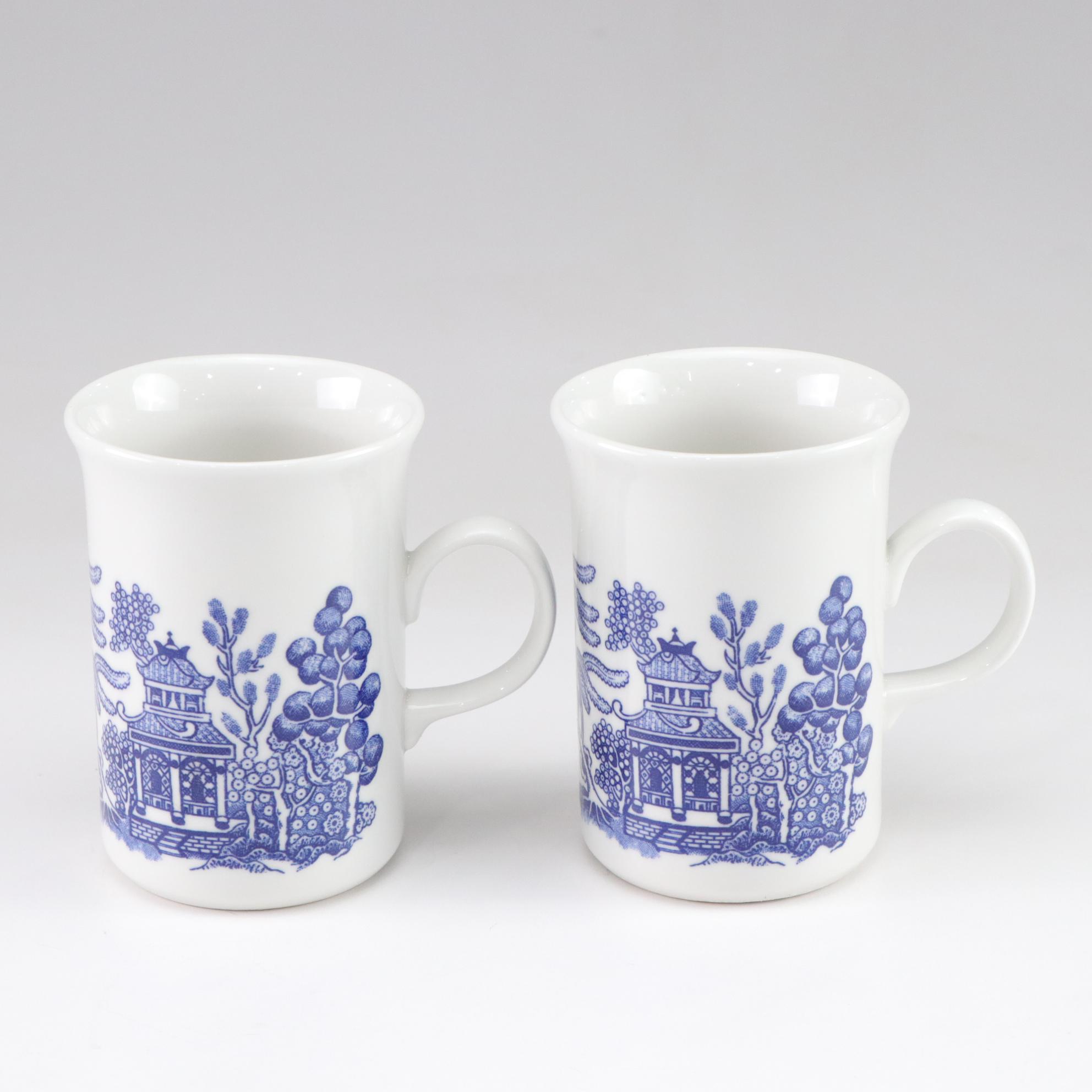 Dunn, Bennett & Co "Glencoe" Ironstone Plate with Delft Flower Frog and Mugs