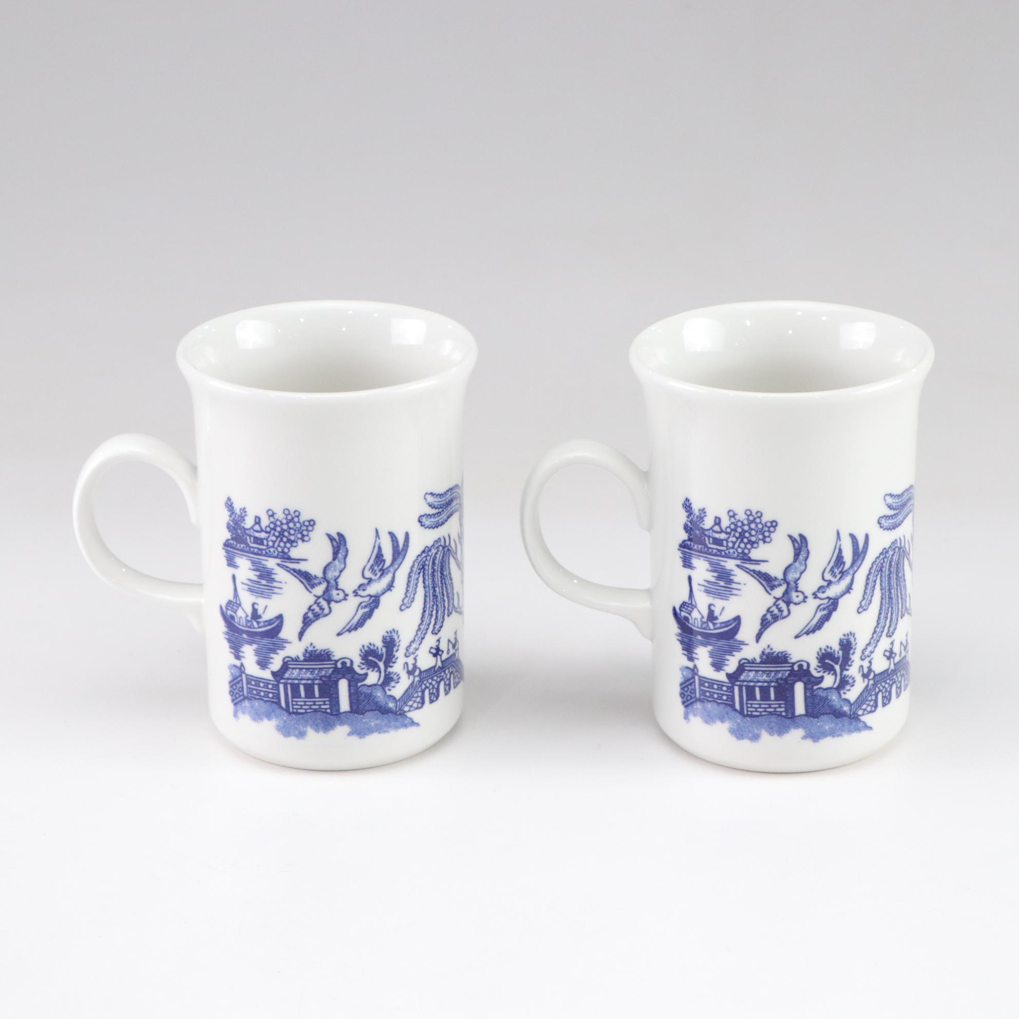 Dunn, Bennett & Co "Glencoe" Ironstone Plate with Delft Flower Frog and Mugs