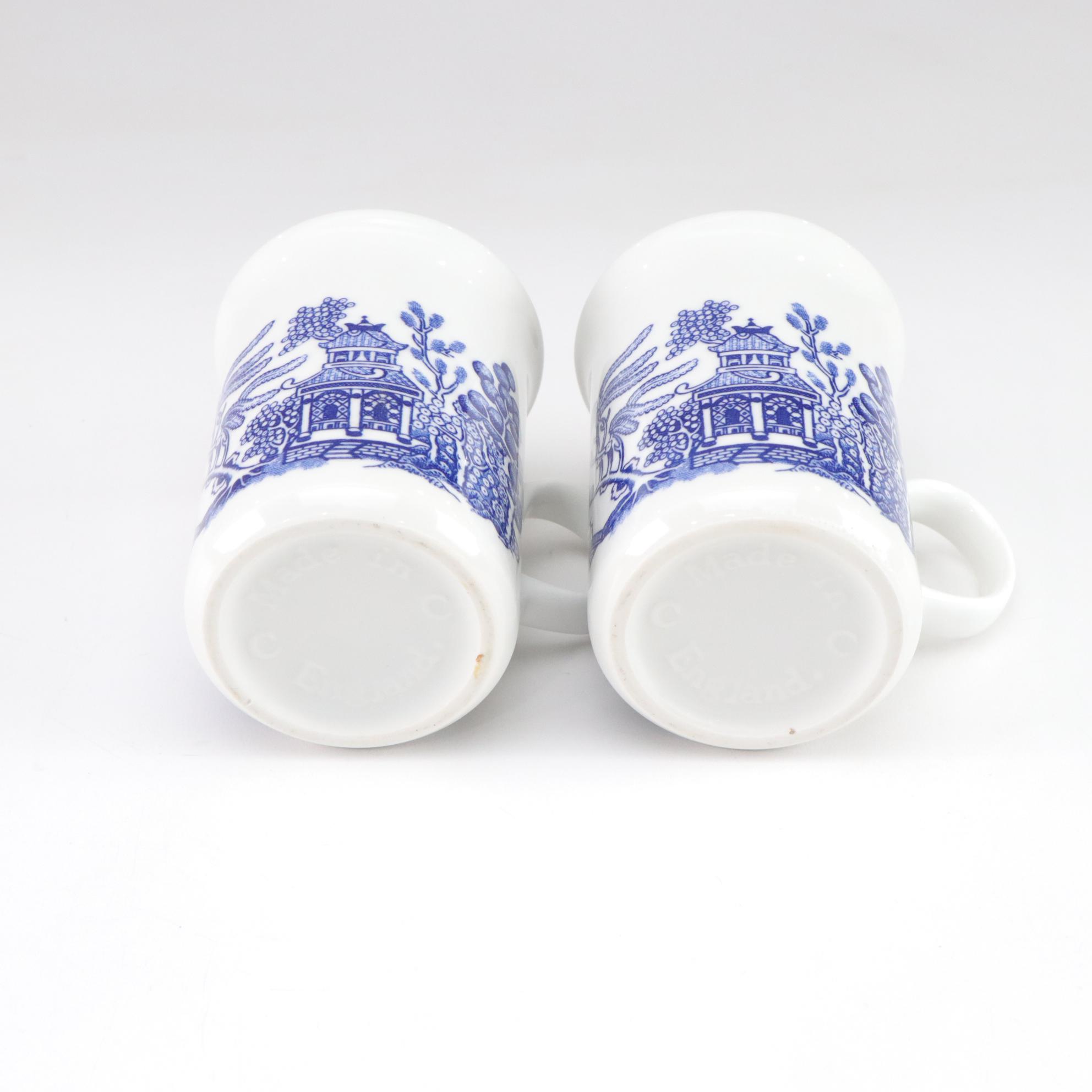 Dunn, Bennett & Co "Glencoe" Ironstone Plate with Delft Flower Frog and Mugs