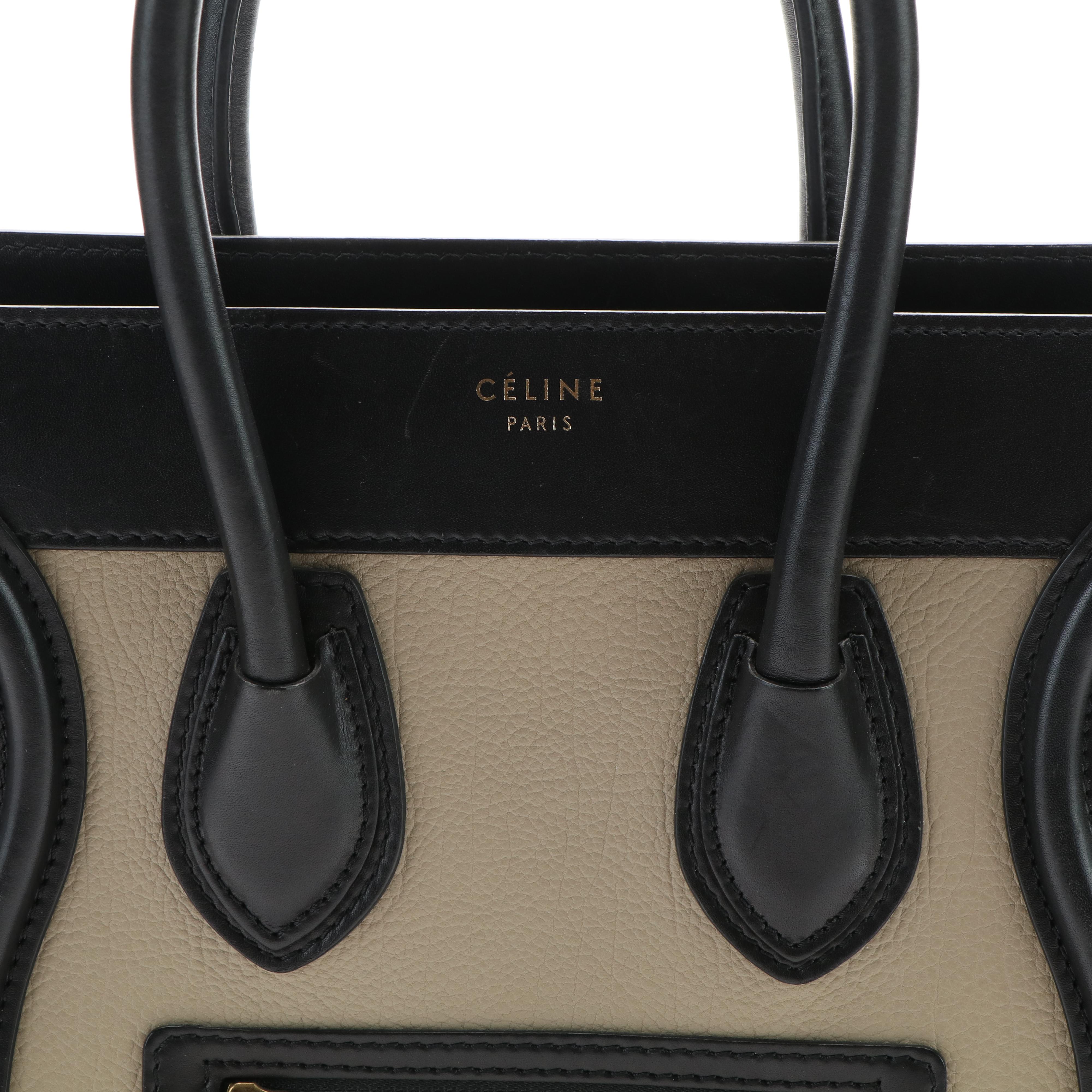 Celine Phantom Luggage Tote Bag in Black/Beige Leather and Royal Blue Suede