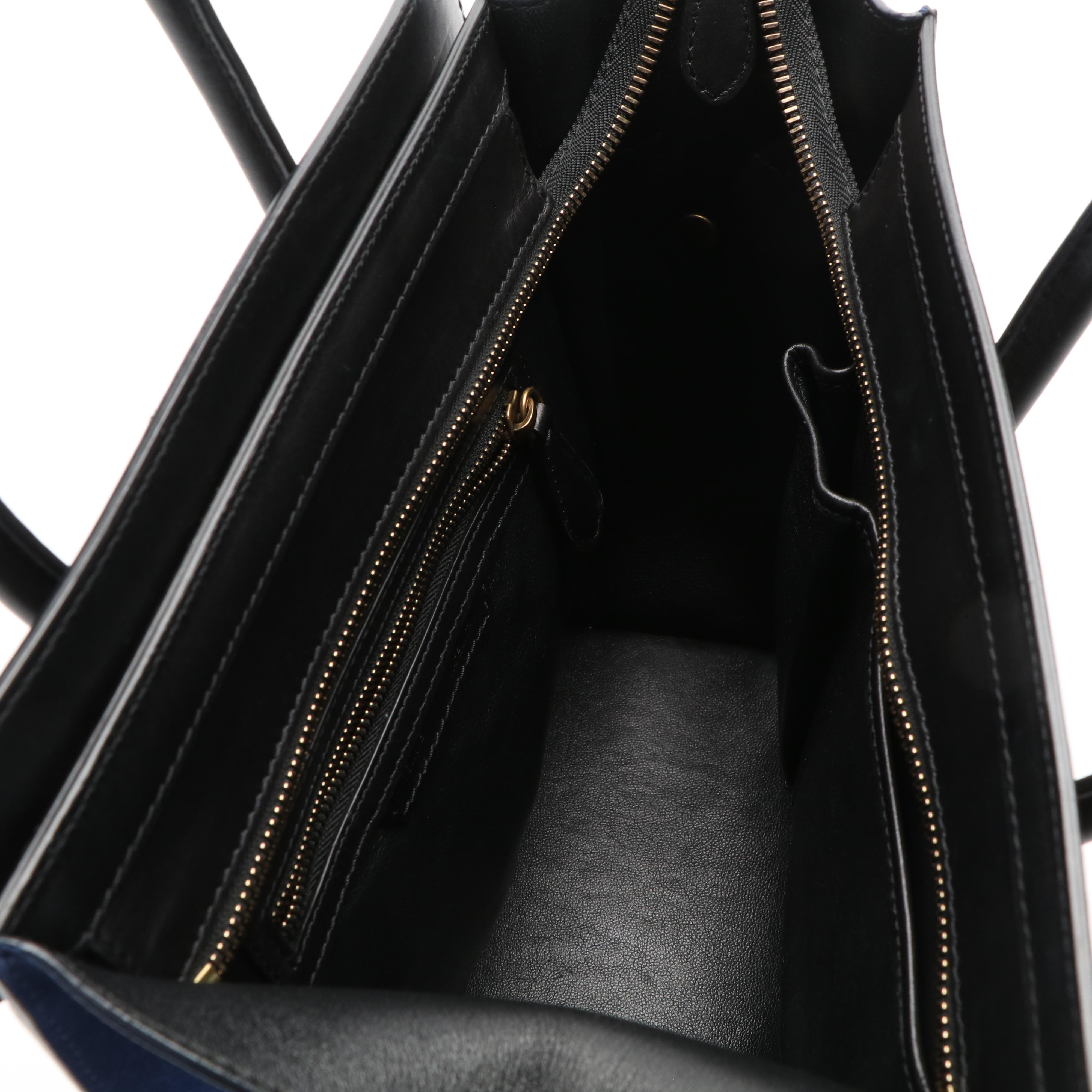 Celine Phantom Luggage Tote Bag in Black/Beige Leather and Royal Blue Suede