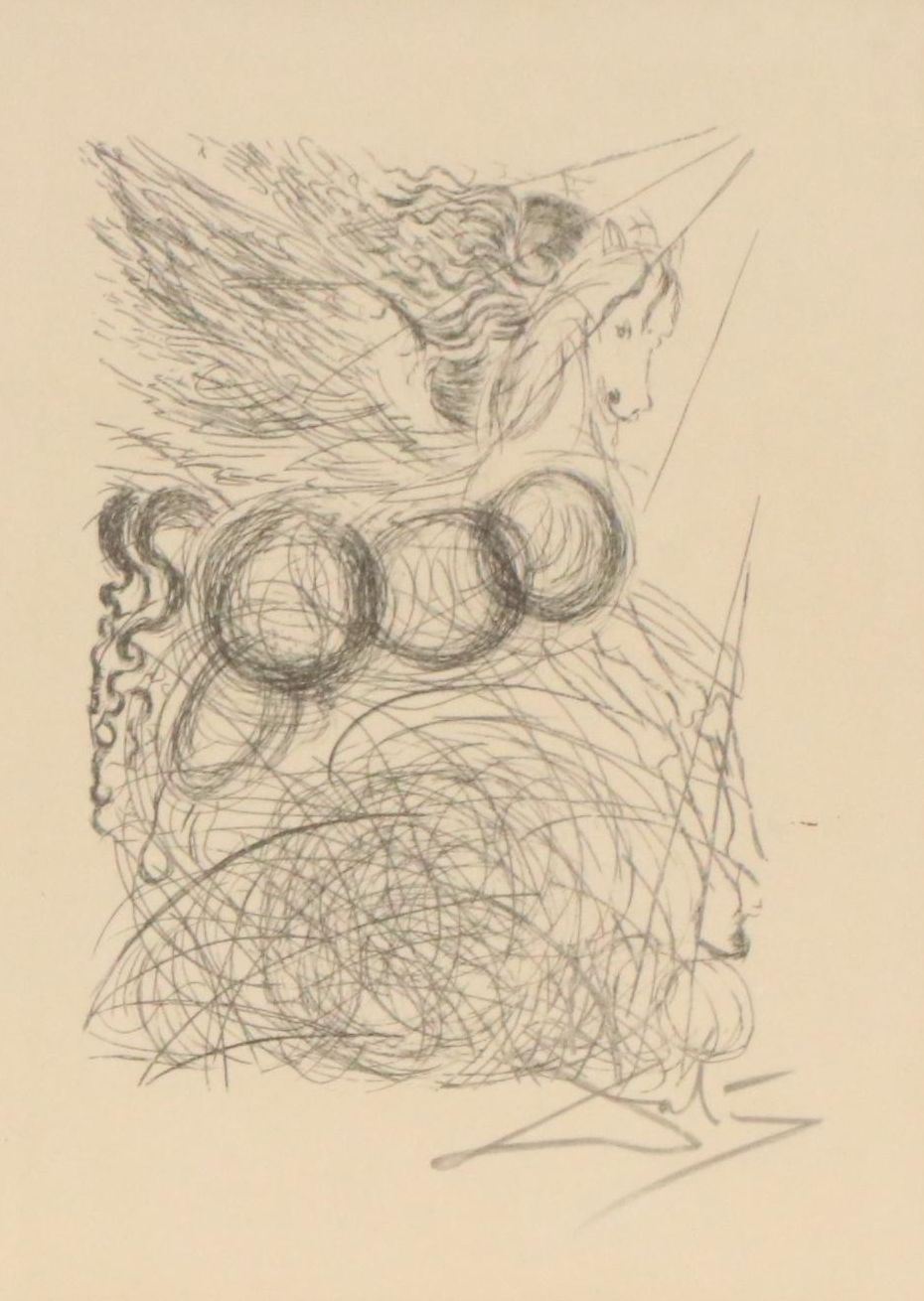 Salvador Dali Lithograph With Facsimile Signature "Pégase," Late 20th Century