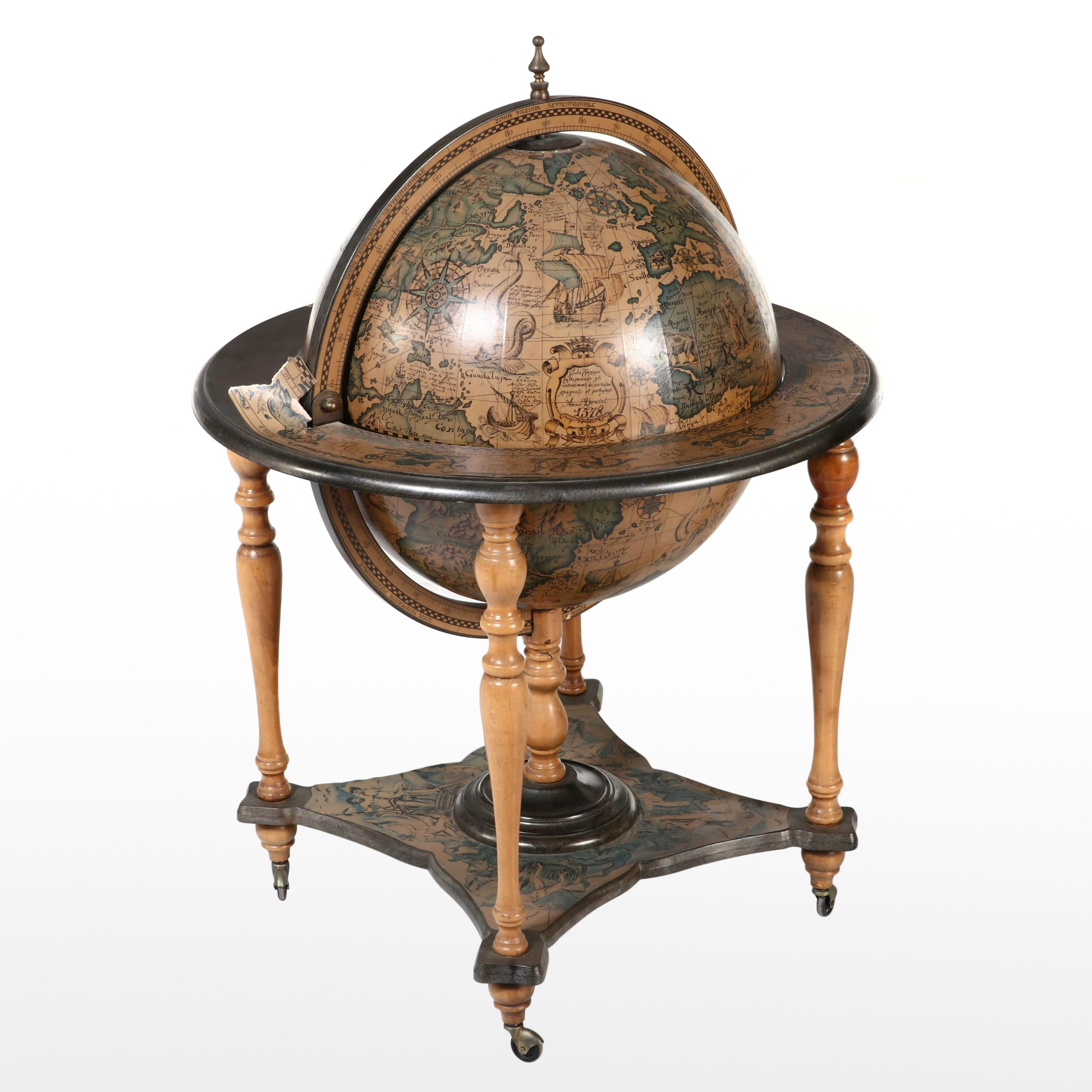 Reproduction 16th Century Spanish or Portuguese Portolan Globe