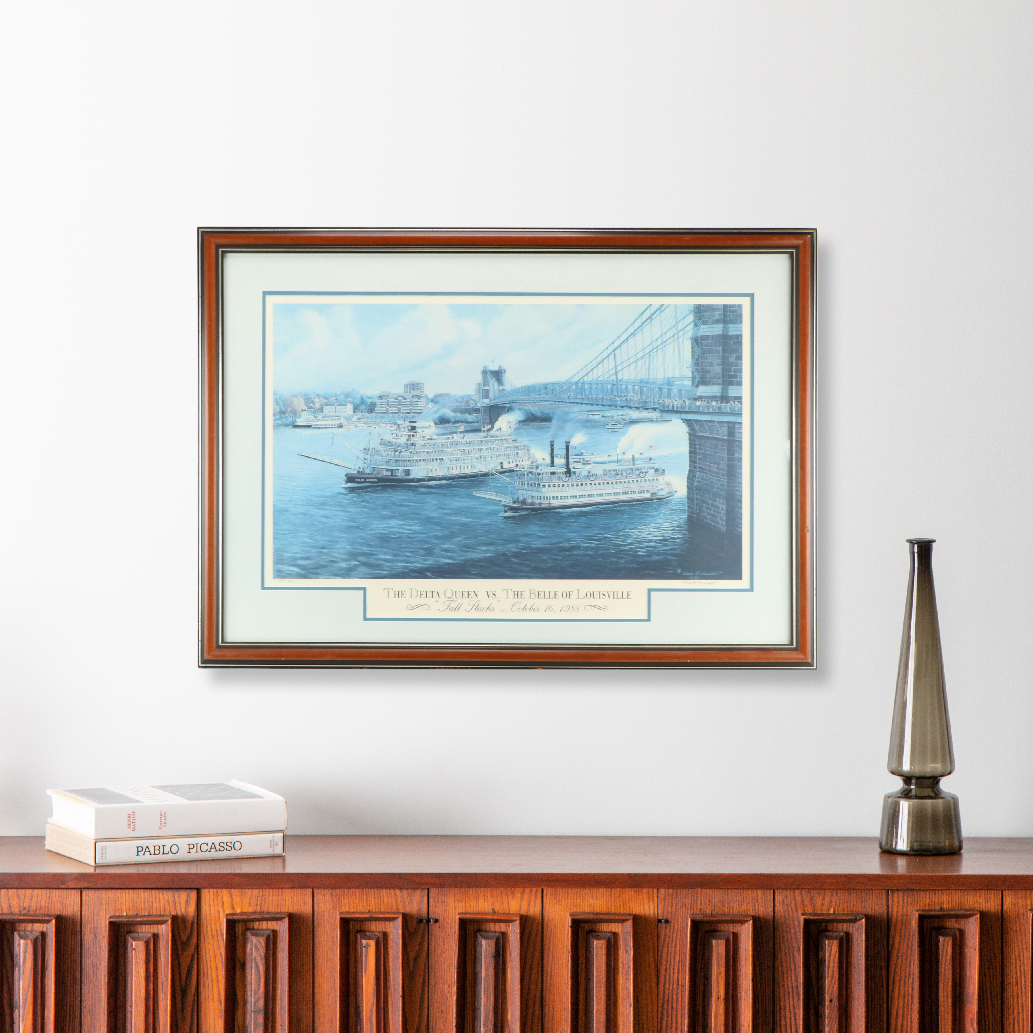 Dale Benedict Offset Lithograph "The Delta Queen vs. The Belle of Louisville"