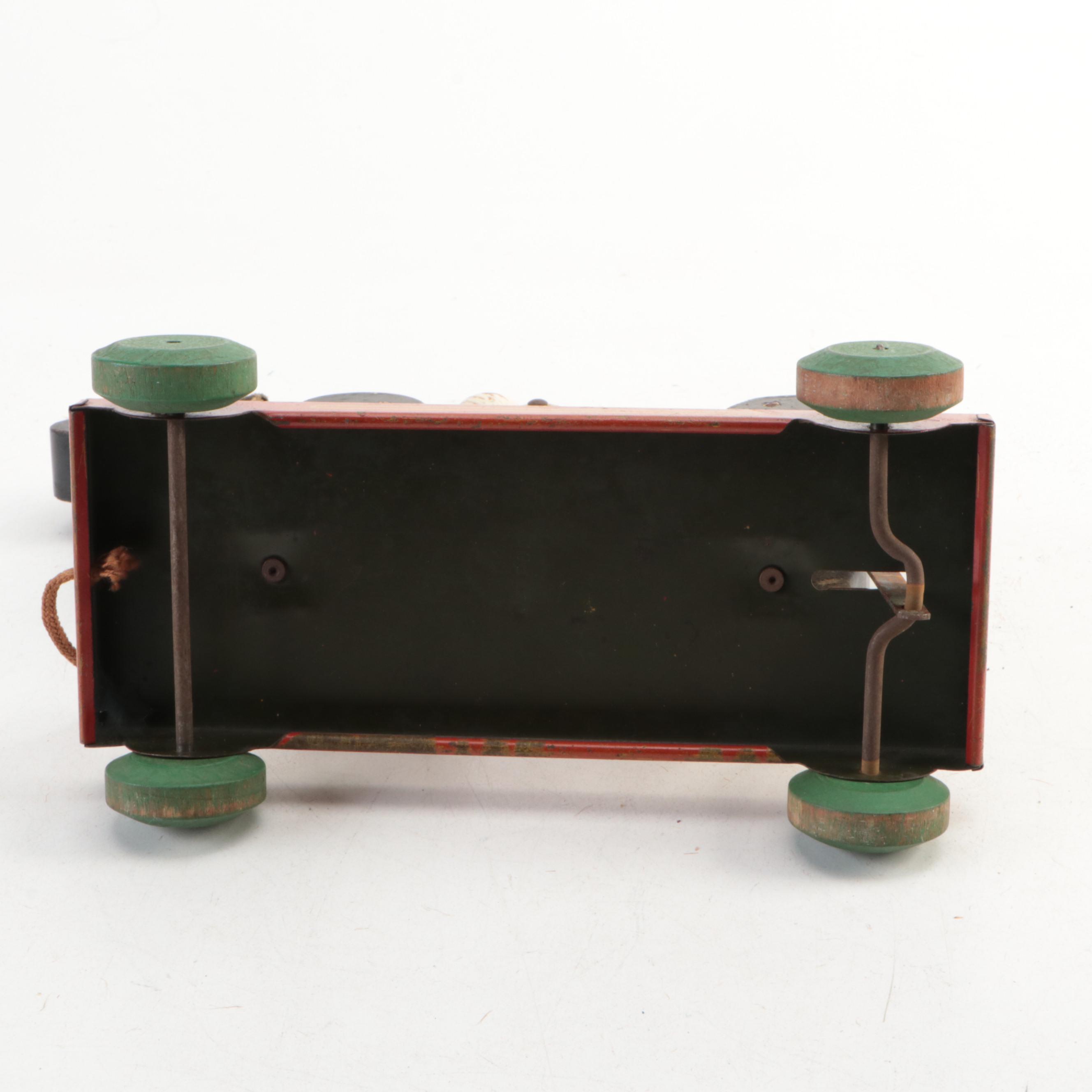 Horse & Jockey Pull Toy, Kenton Cast Iron Toy Fire Engine, Early/Mid-20th C