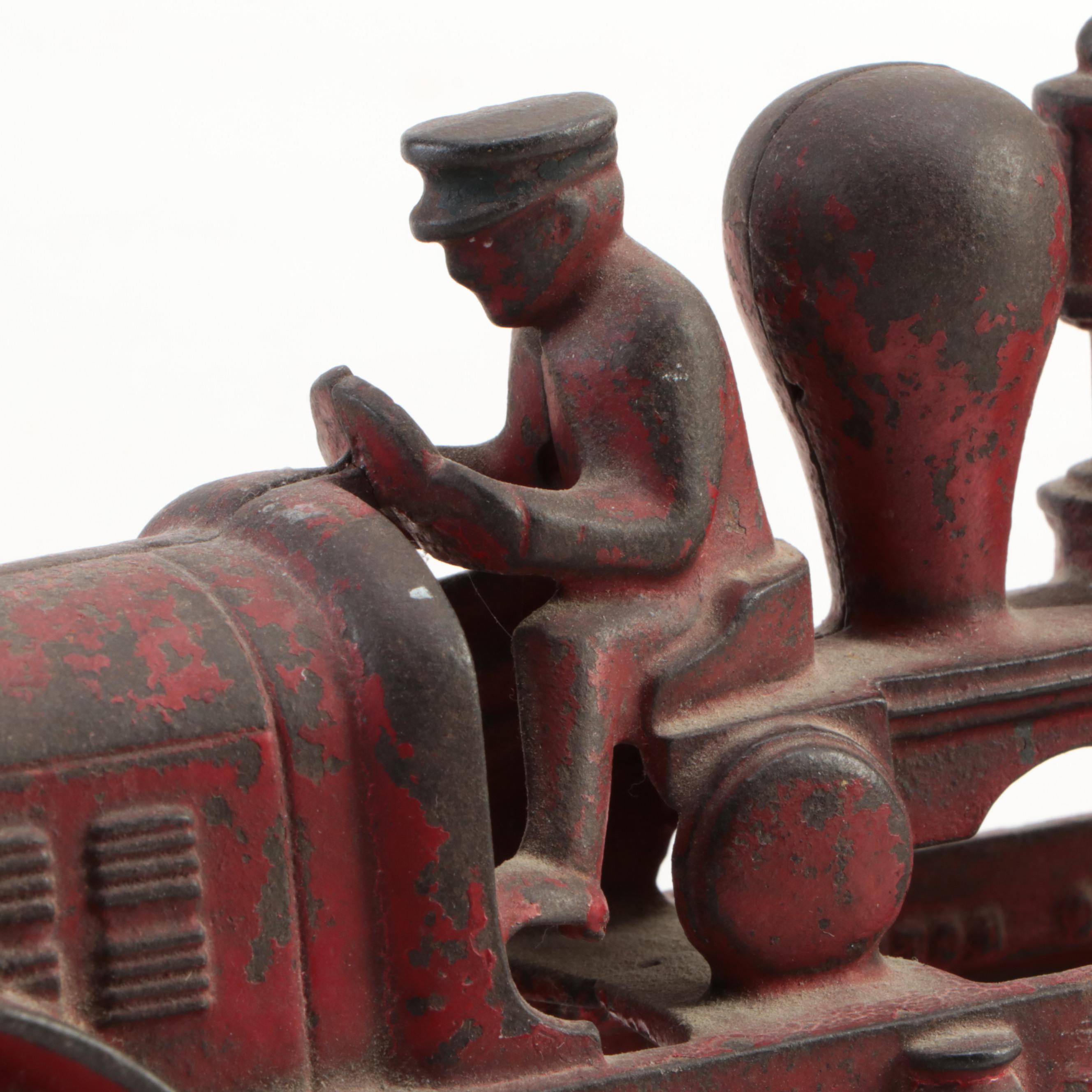 Horse & Jockey Pull Toy, Kenton Cast Iron Toy Fire Engine, Early/Mid-20th C