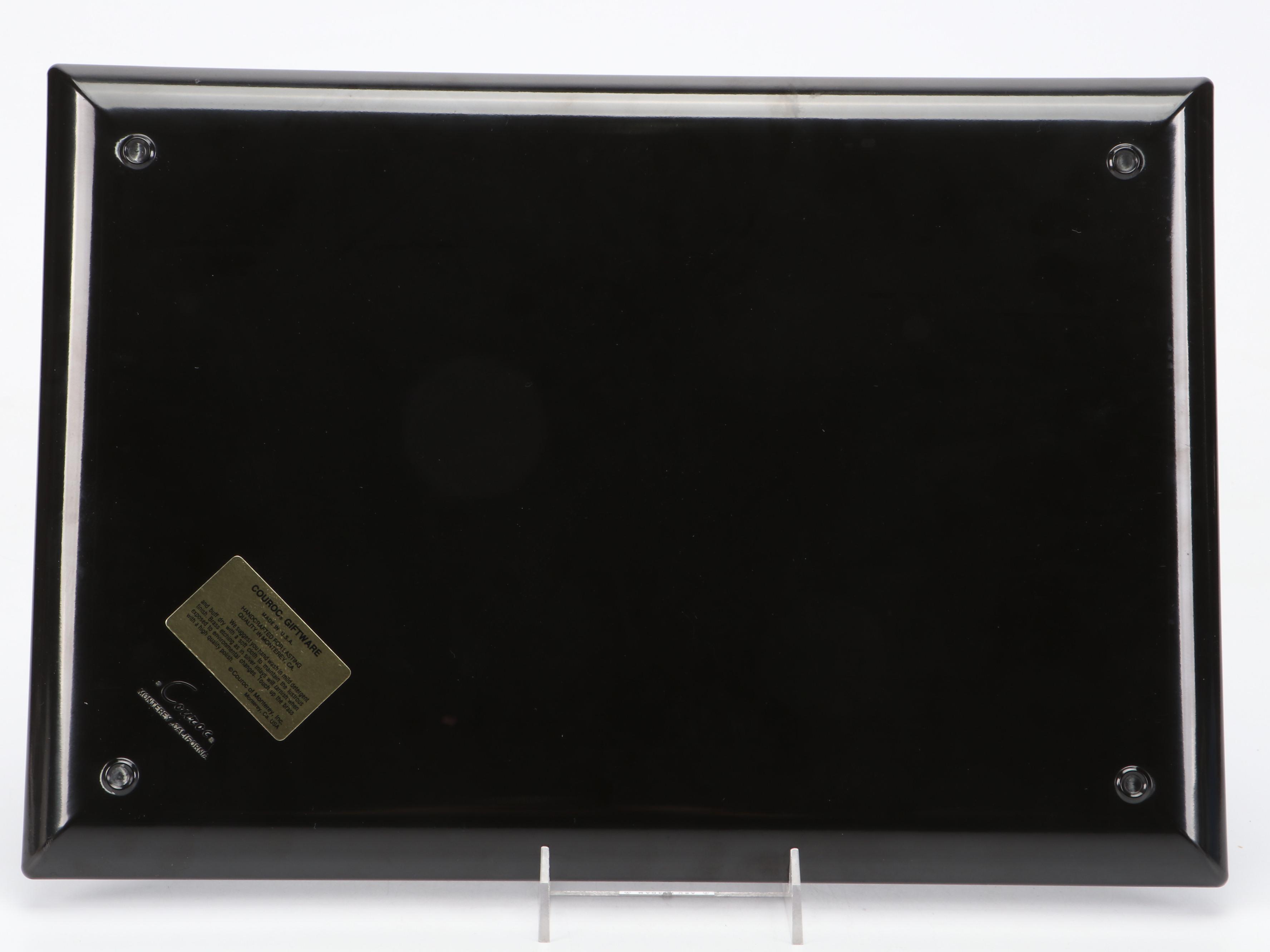 Couroc Buffalo Pattern Tray and Old Fashioned Glasses, Mid to Late 20th Century