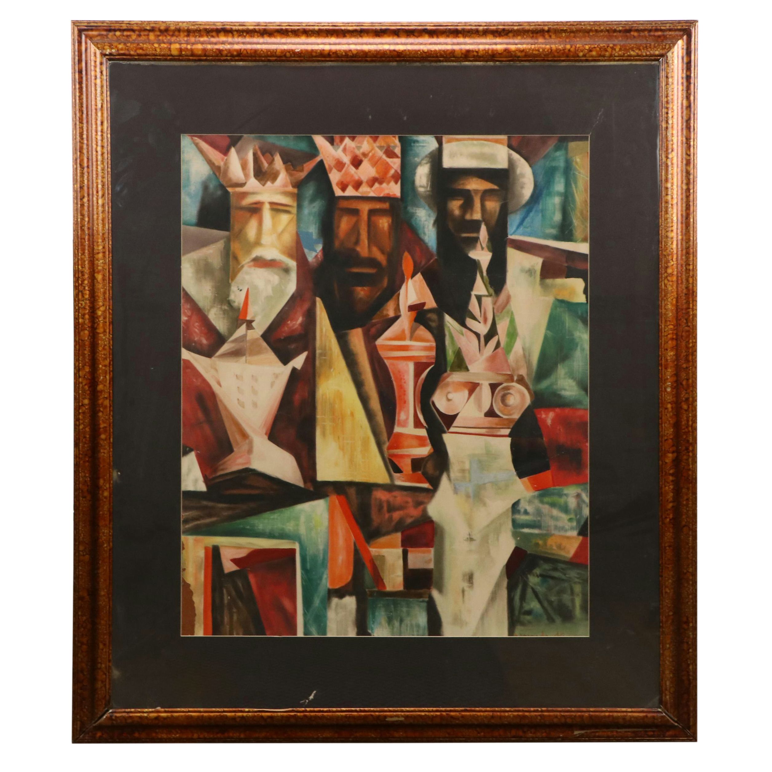Edmund Lewandowski Watercolor and Gouache Painting "Three Kings," 1949
