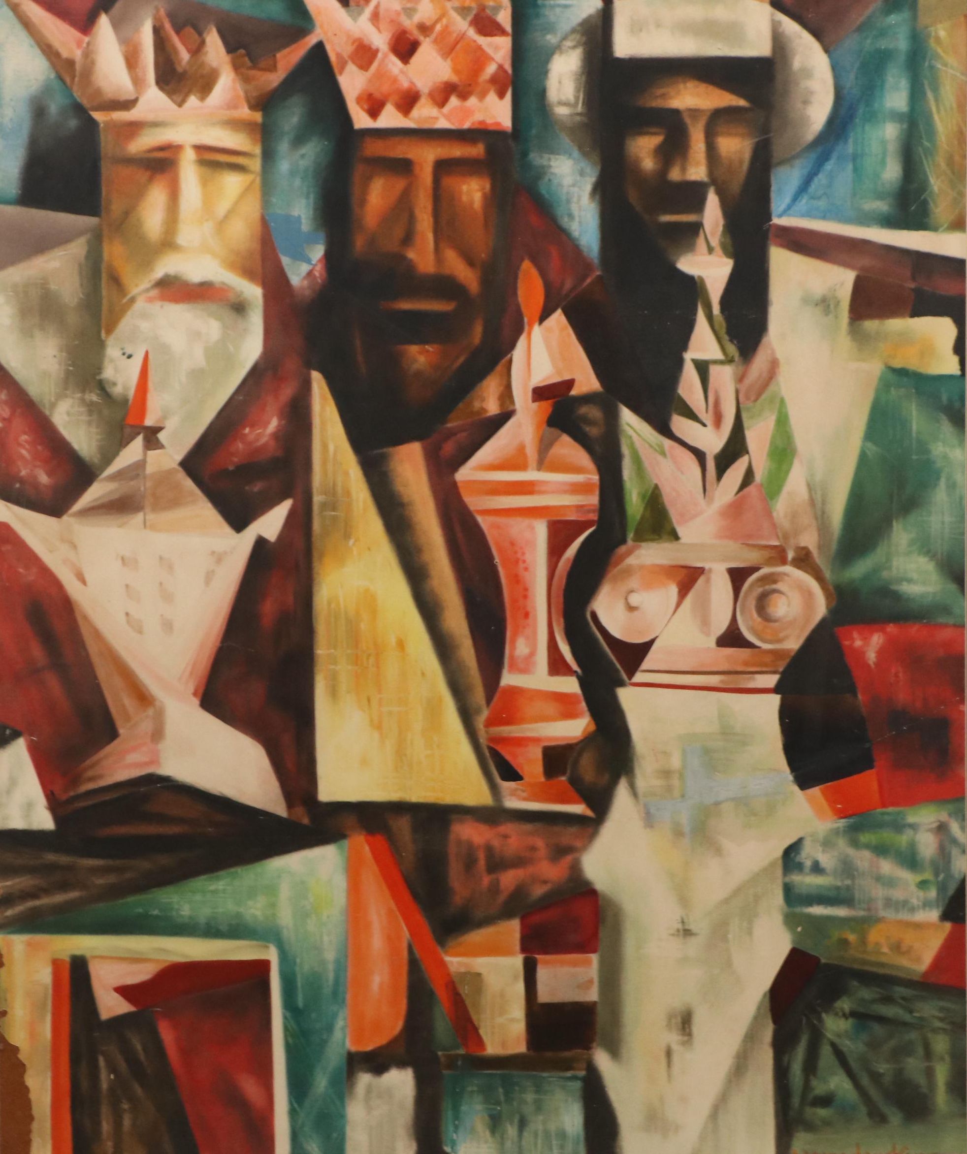 Edmund Lewandowski Watercolor and Gouache Painting "Three Kings," 1949