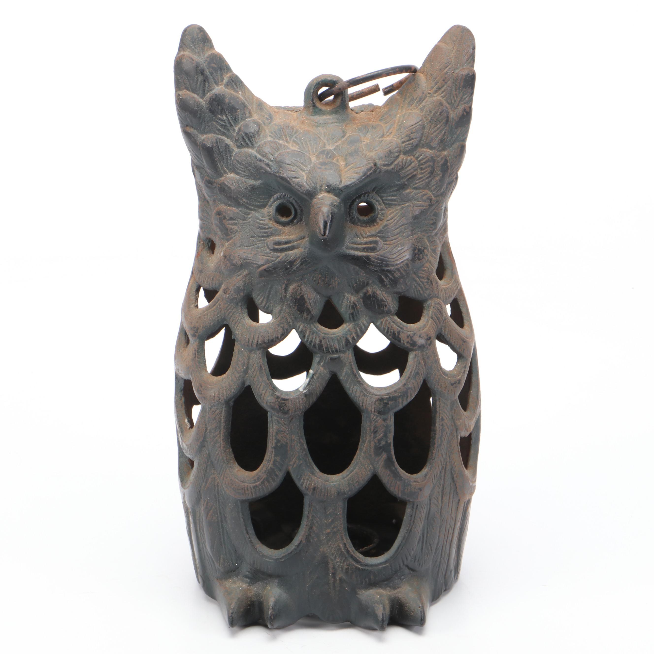 Cast Iron Owl Lantern