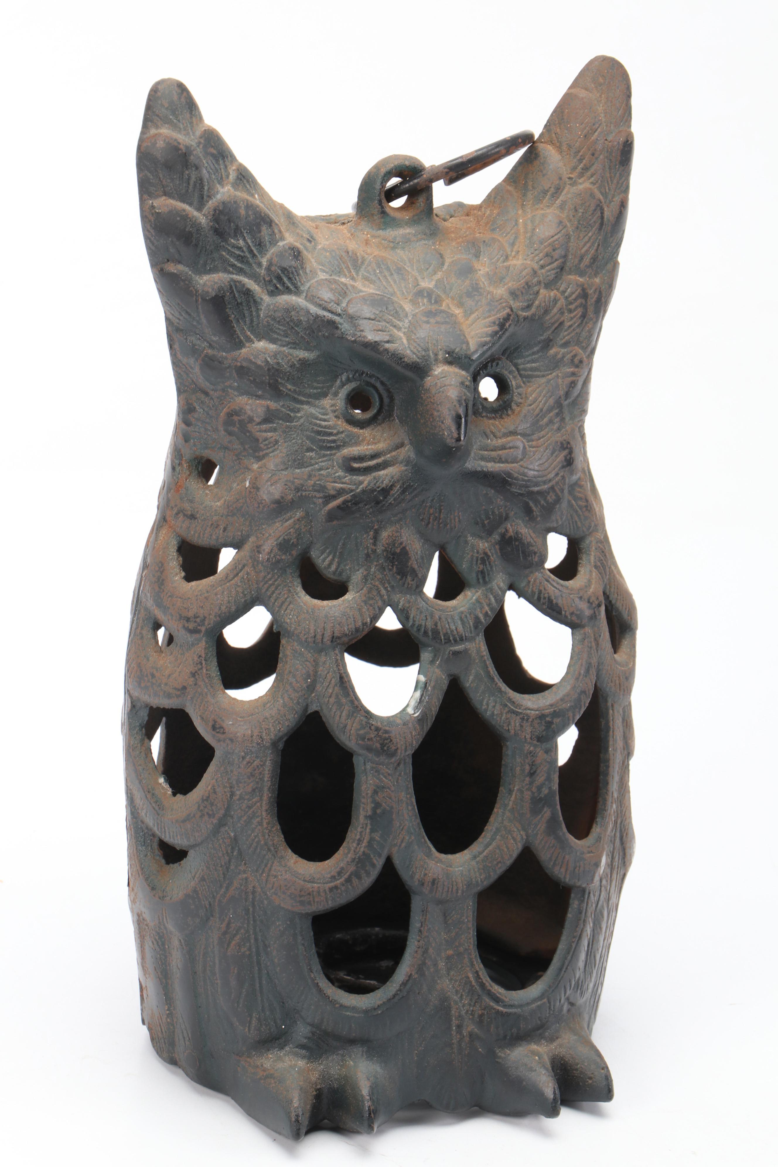 Cast Iron Owl Lantern