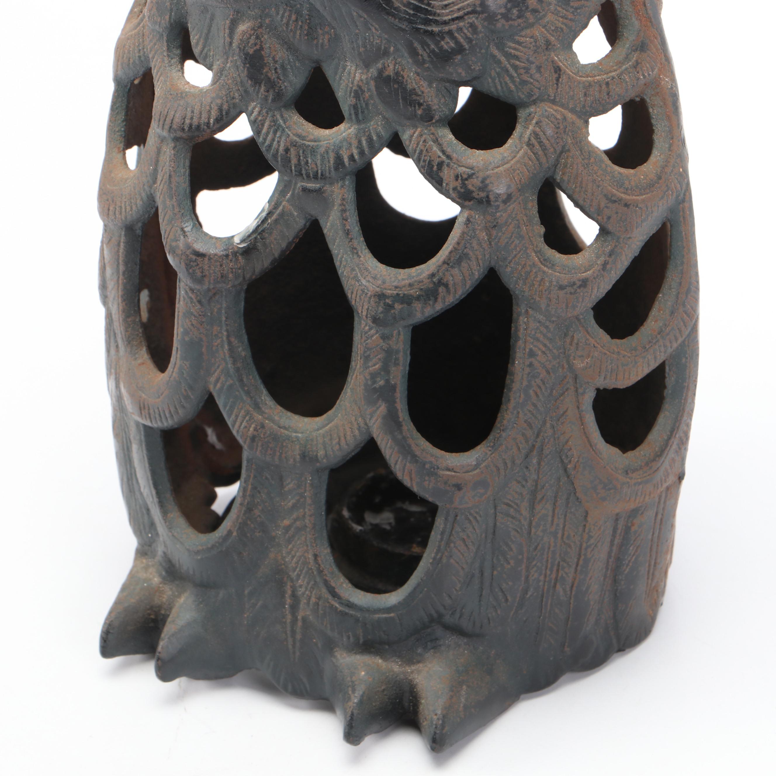 Cast Iron Owl Lantern