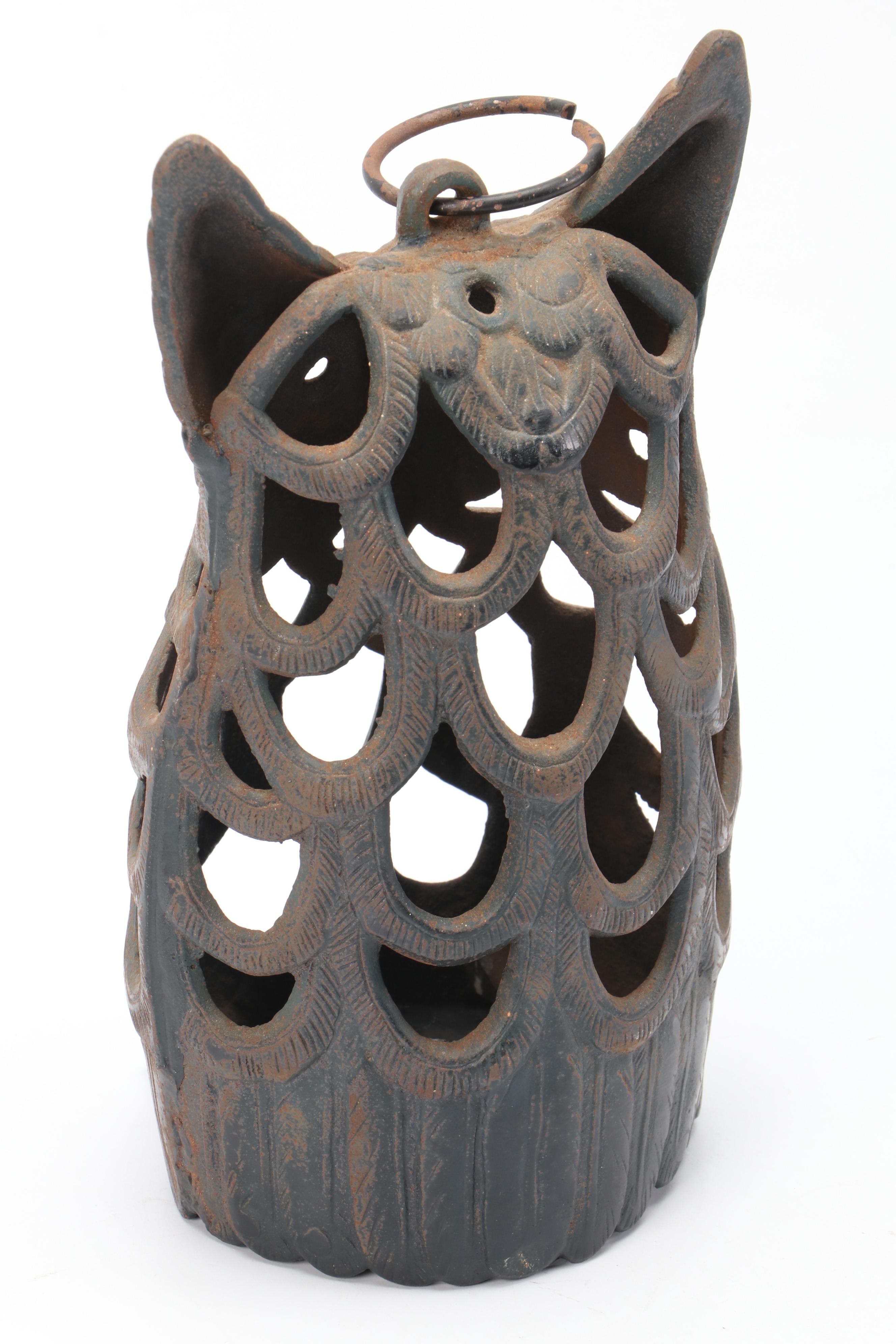 Cast Iron Owl Lantern