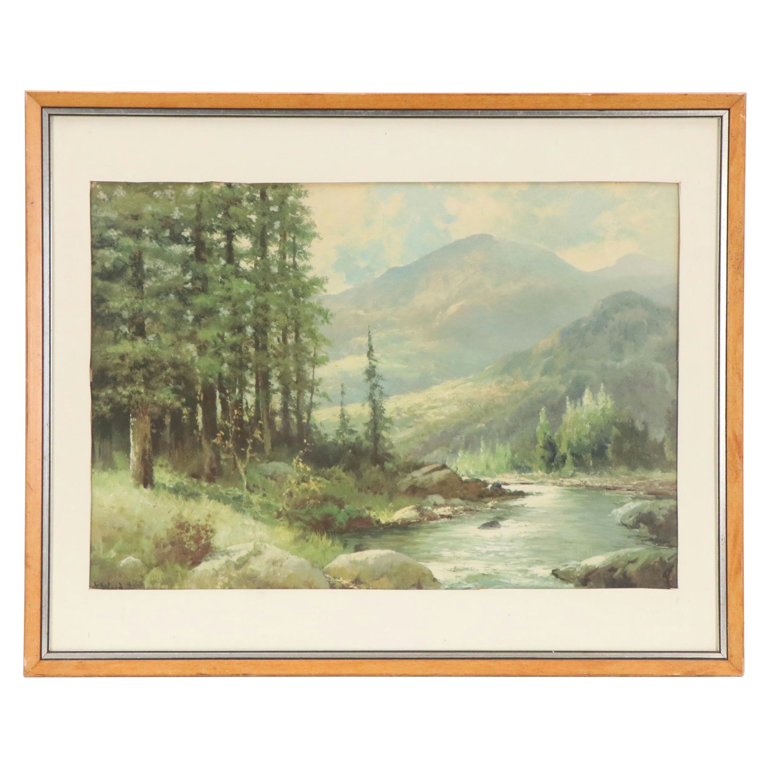 After Robert Wood Wilderness Landscape Offset Lithograph "Mountain Stream"