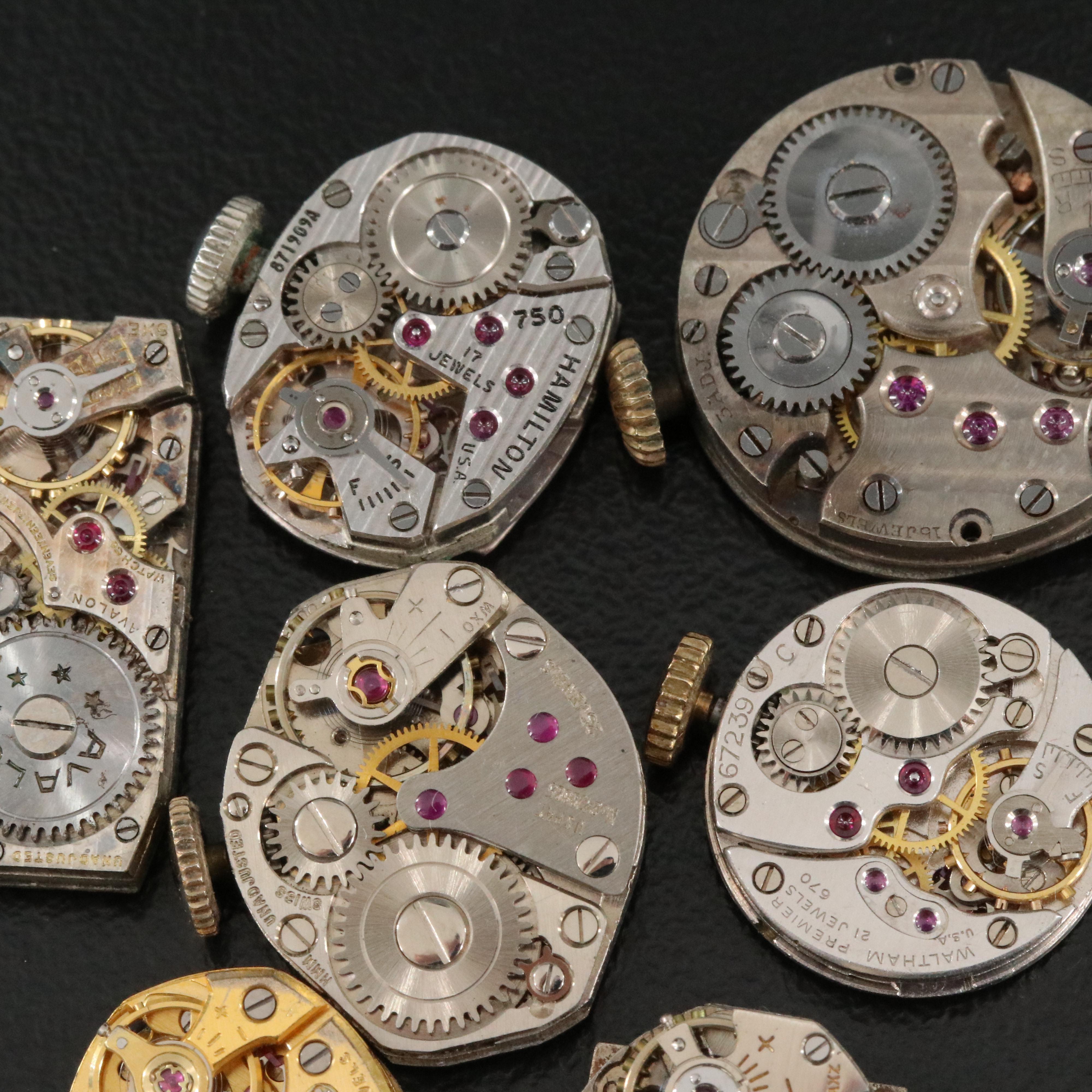 American and Swiss Stem Wind Watch Movements including Bulova and Hamilton