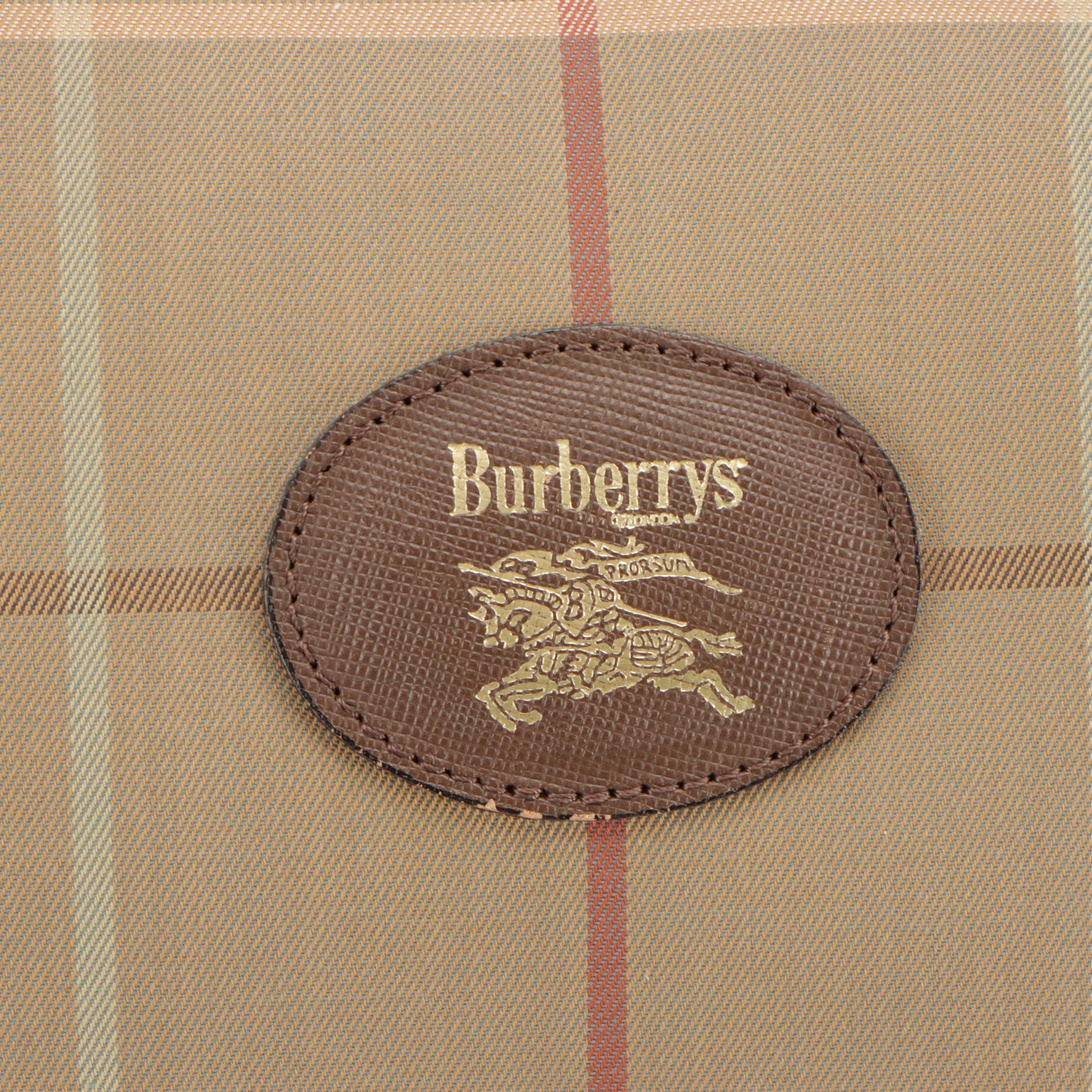 Burberrys Boston Duffle Bag in Windowpane Check Canvas and Leather