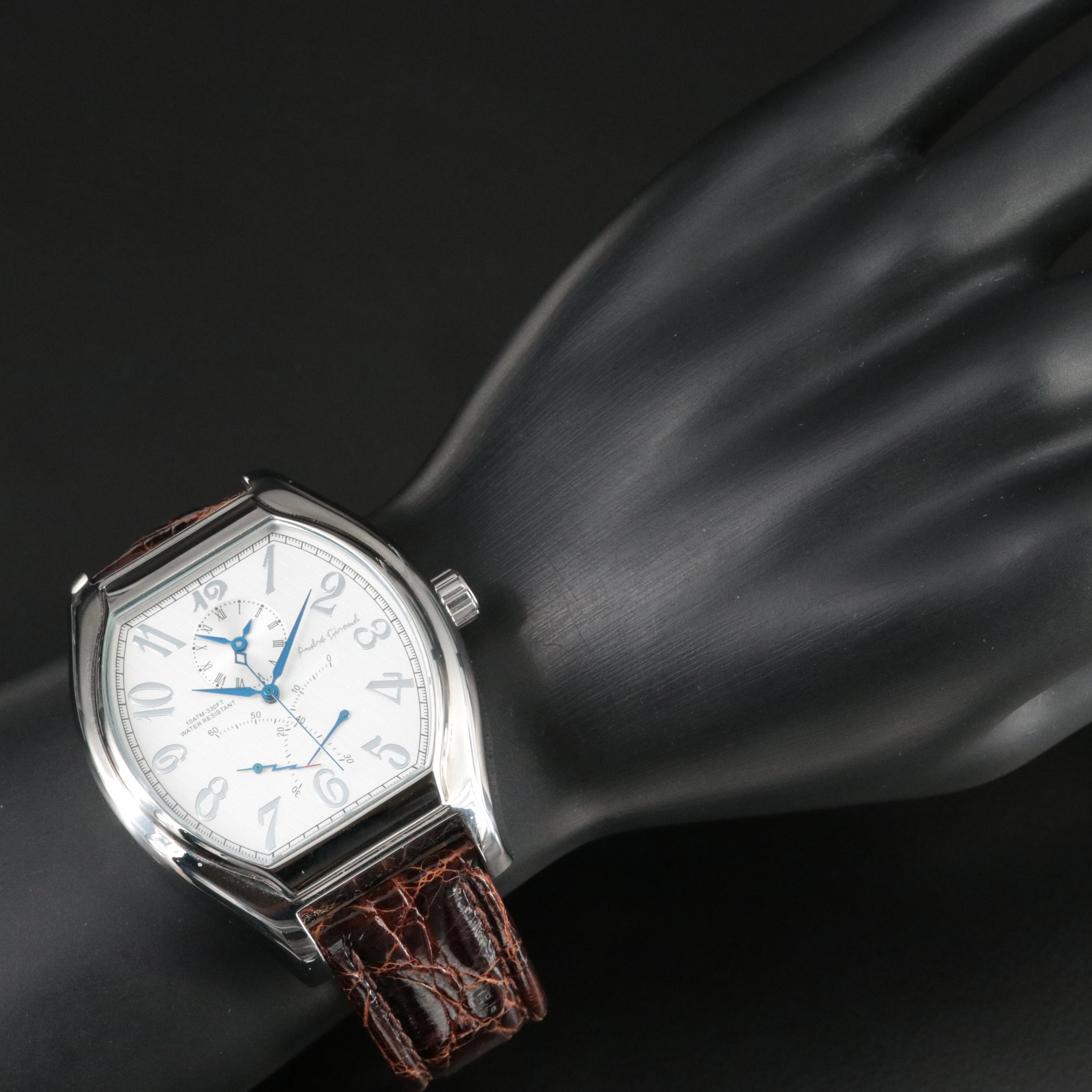 Andre Giroud Dual-Time Retrograde Seconds Steel Automatic Watch