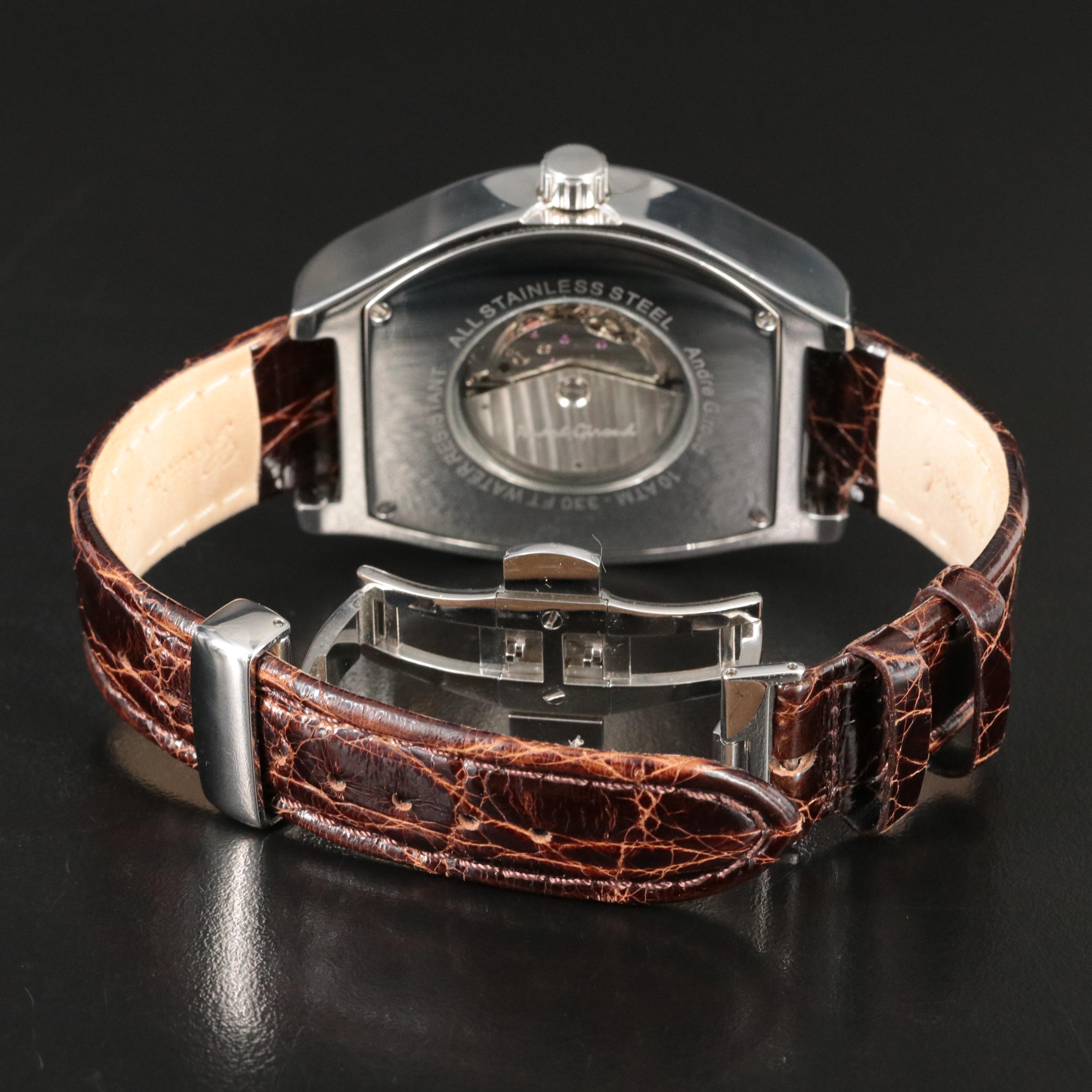 Andre Giroud Dual-Time Retrograde Seconds Steel Automatic Watch