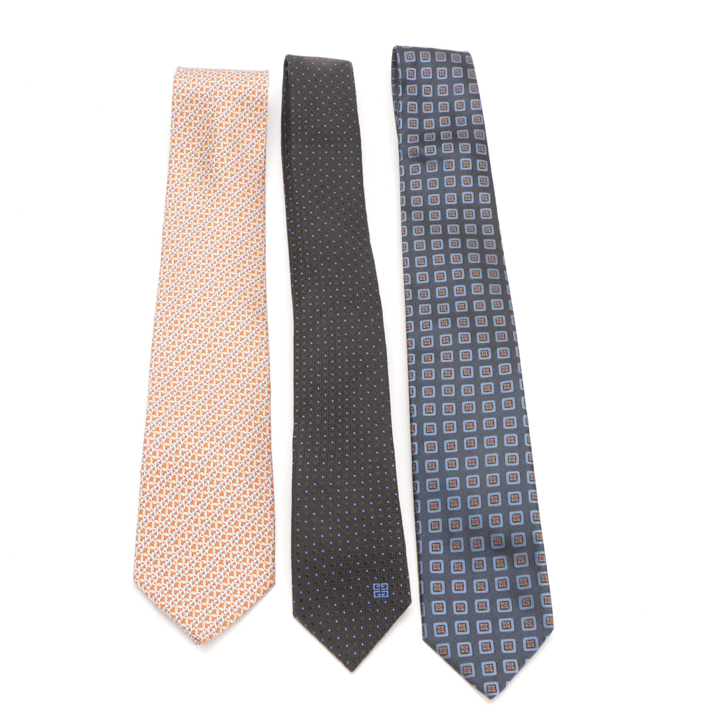 Men's Prada, Givenchy & Salvatiore Ferragamo Silk Patterned Neckties with Boxes