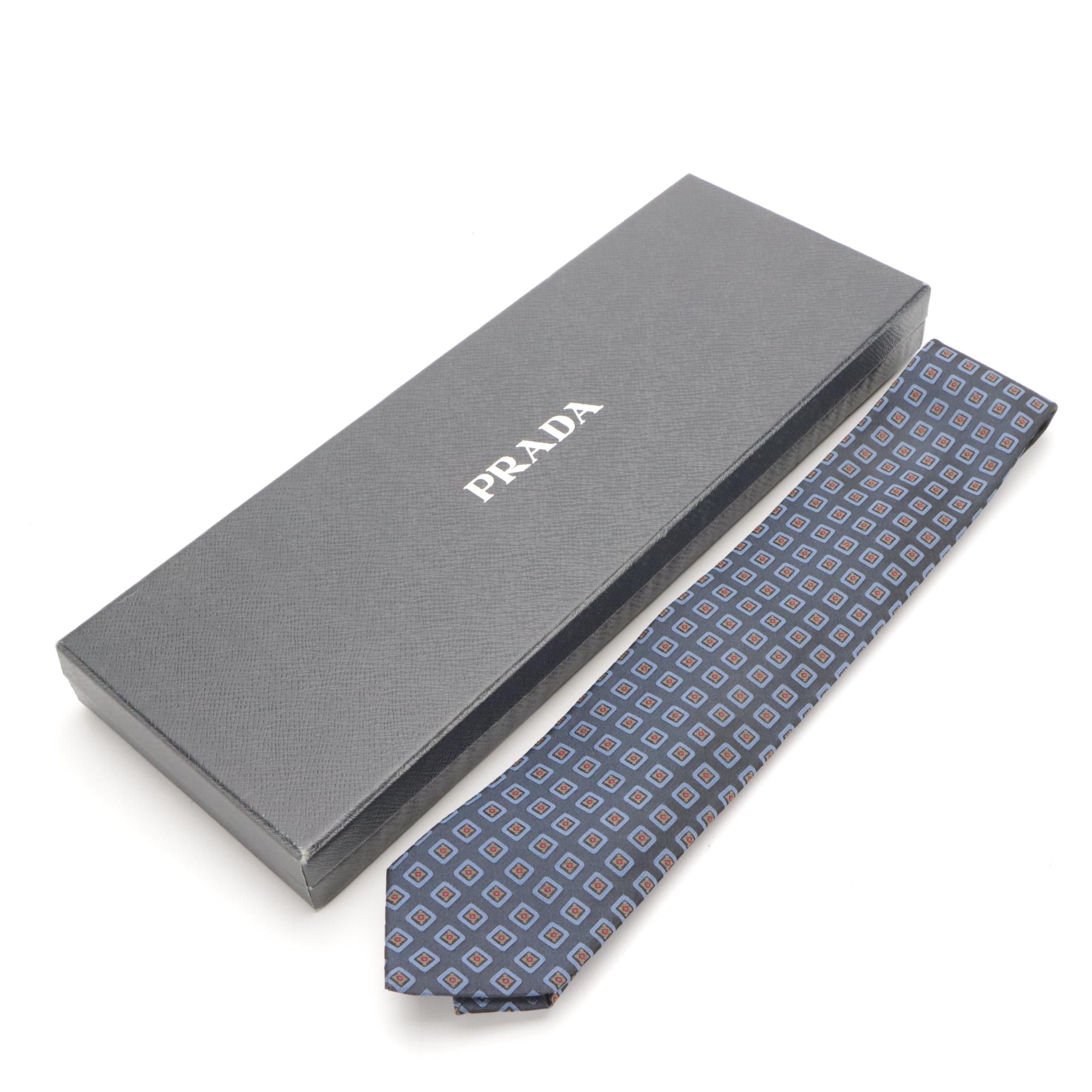 Men's Prada, Givenchy & Salvatiore Ferragamo Silk Patterned Neckties with Boxes
