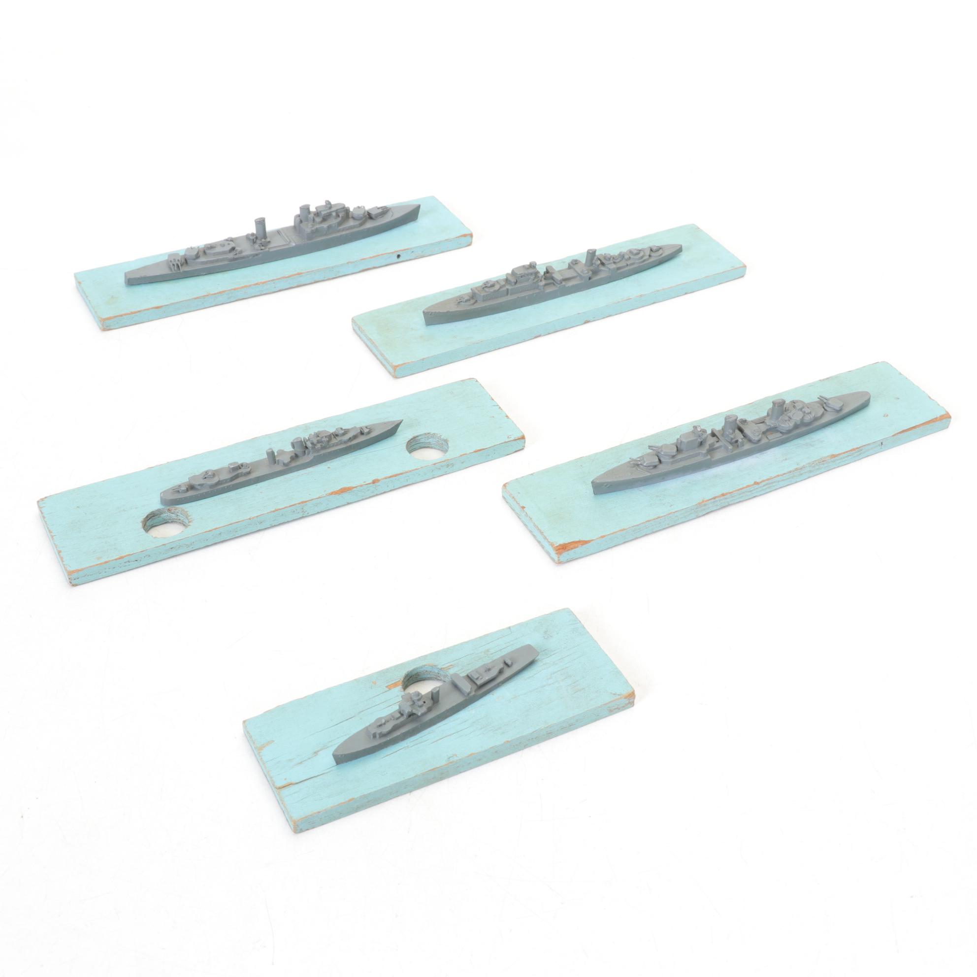 H.A. Framburg World War II Metal Waterline Miniature Ship Recognition Models