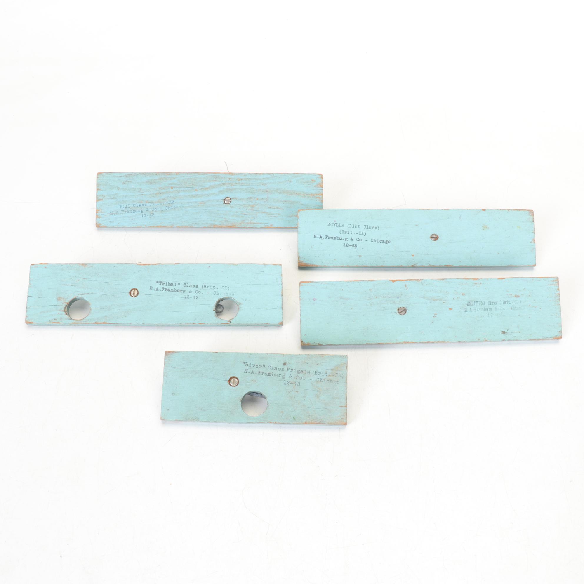 H.A. Framburg World War II Metal Waterline Miniature Ship Recognition Models