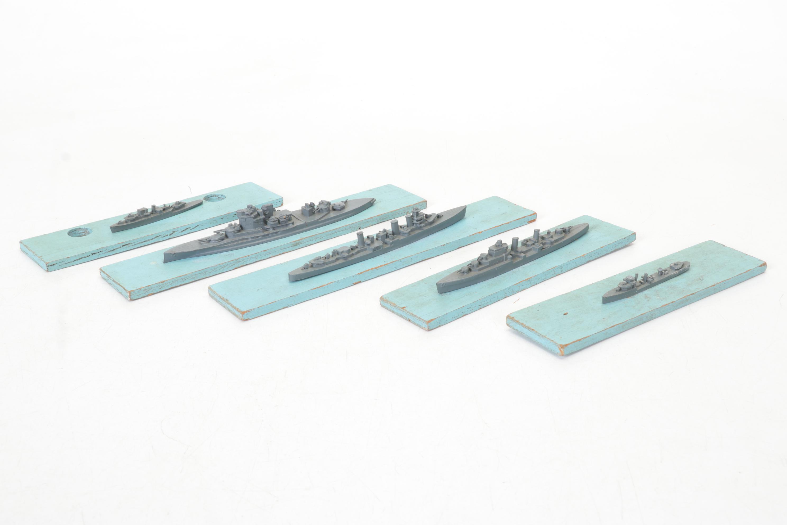 H.A. Framburg World War II Metal Waterline Miniature Ship Recognition Models