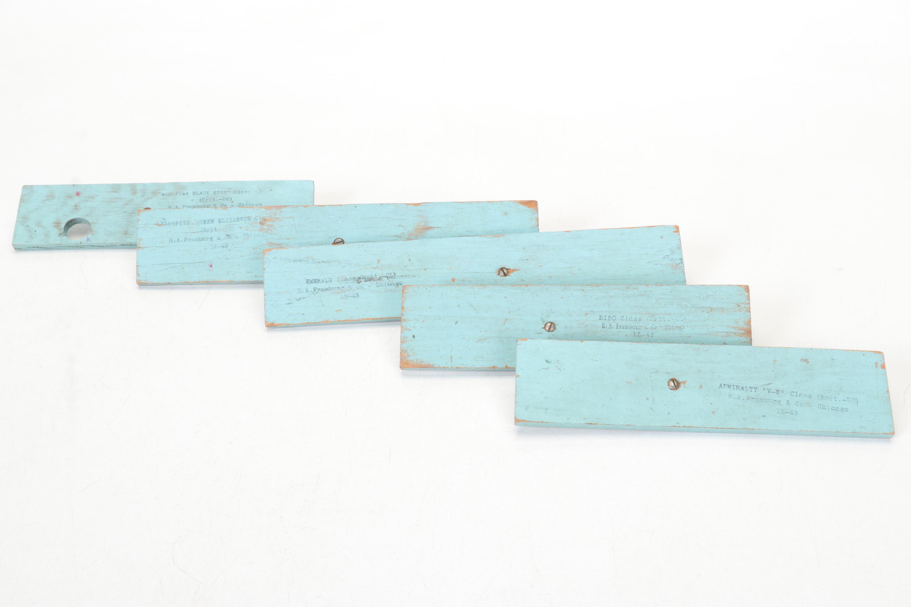 H.A. Framburg World War II Metal Waterline Miniature Ship Recognition Models