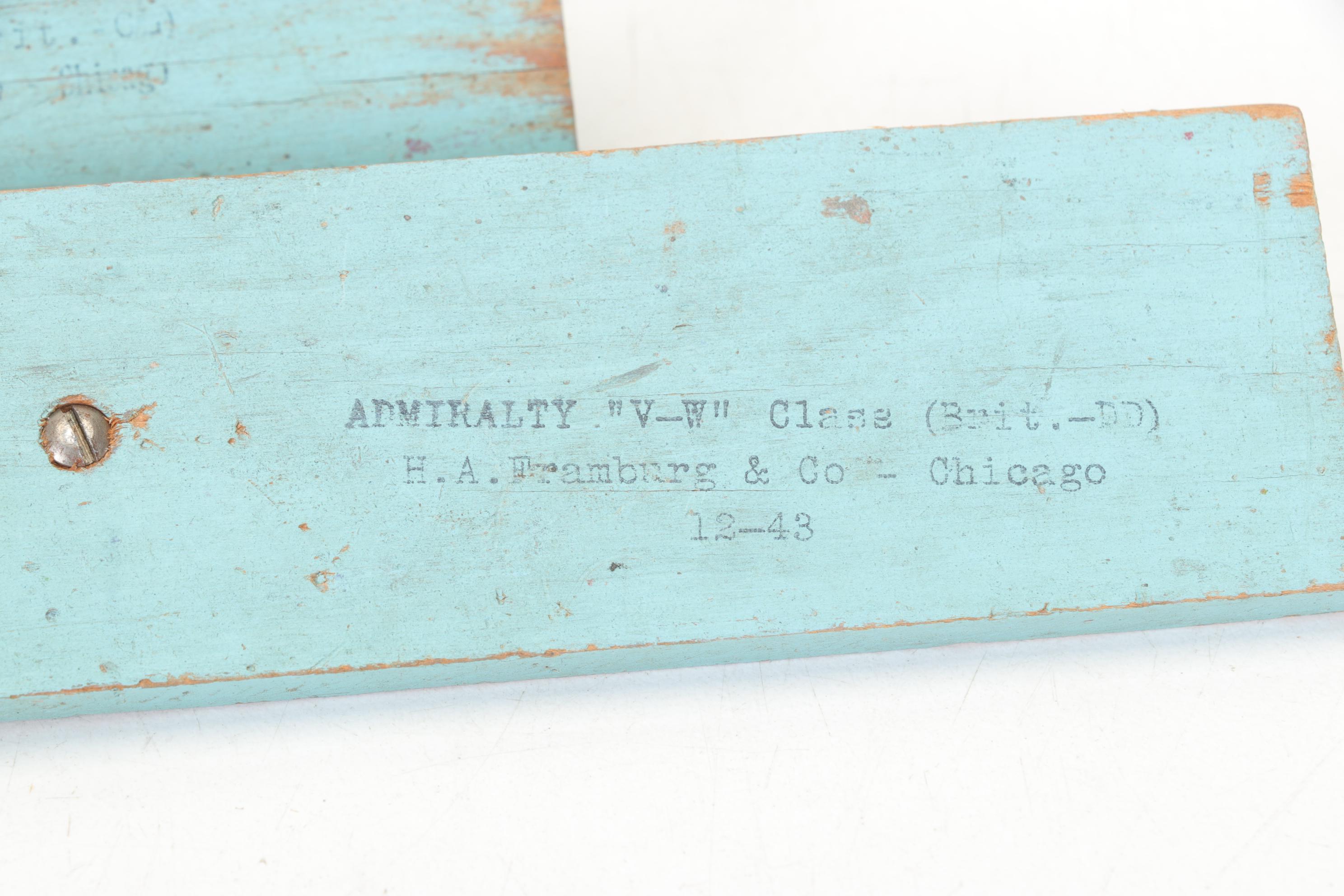 H.A. Framburg World War II Metal Waterline Miniature Ship Recognition Models