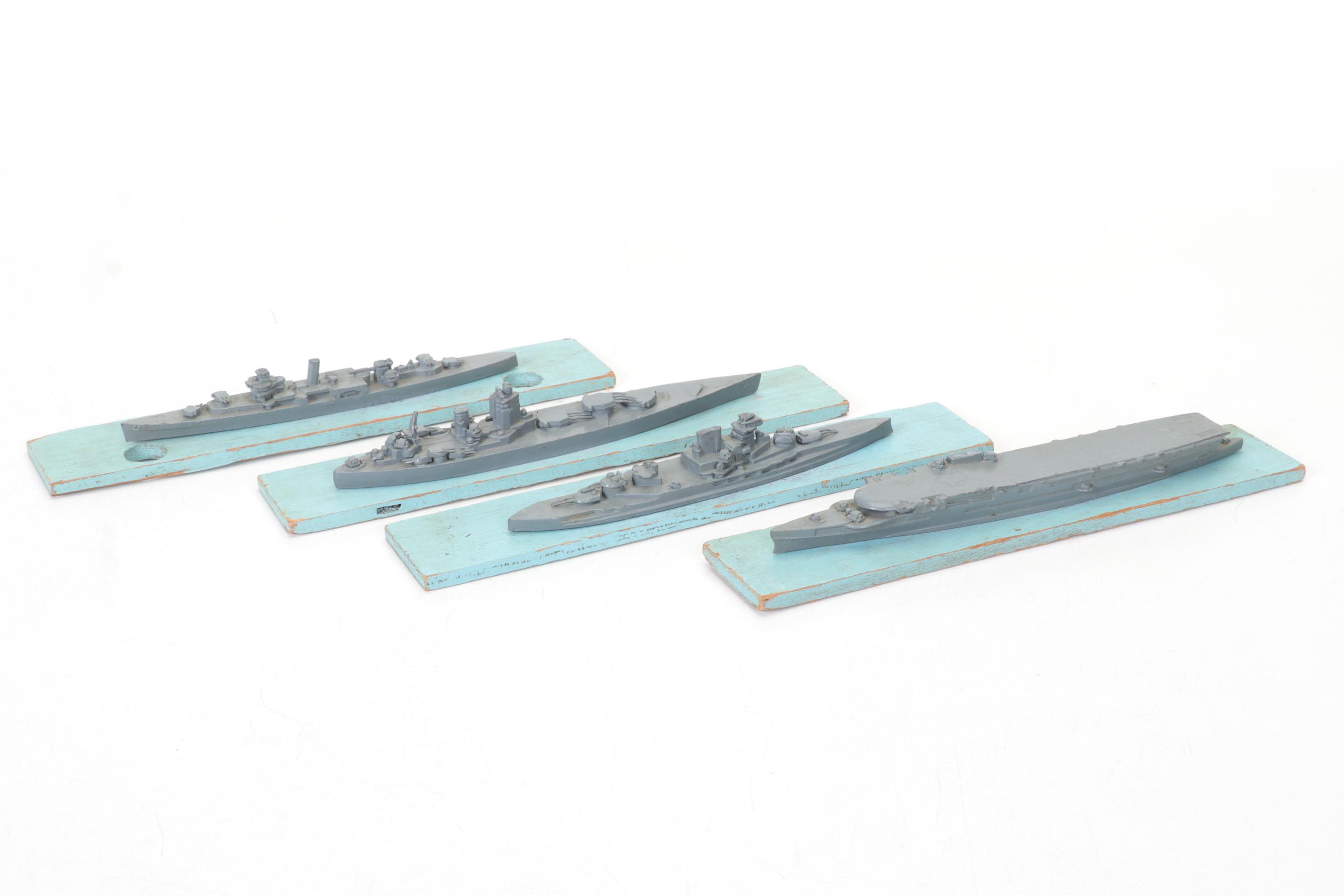 H.A. Framburg World War II Metal Waterline Miniature Ship Recognition Models