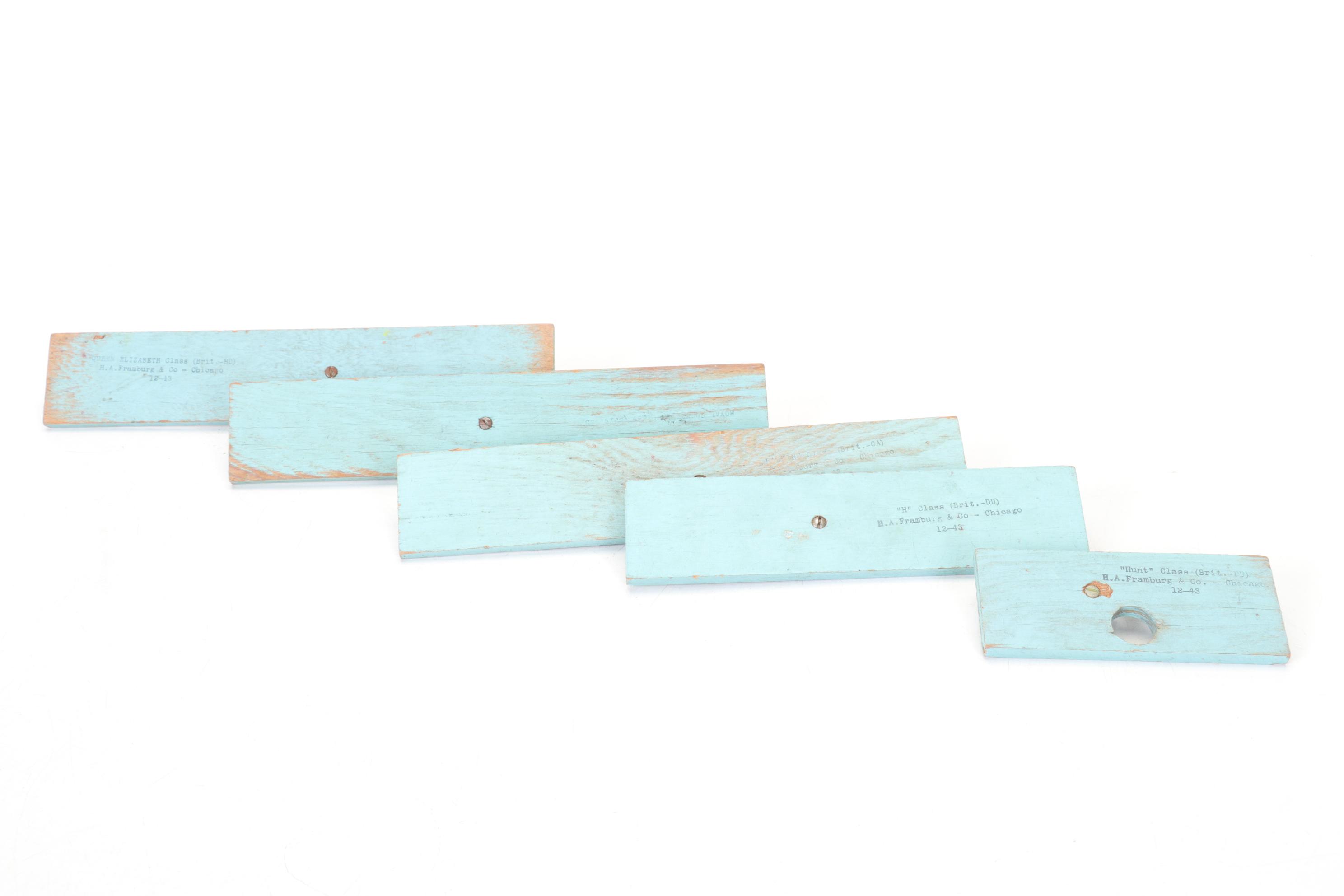 H.A. Framburg World War II Metal Waterline Miniature Ship Recognition Models