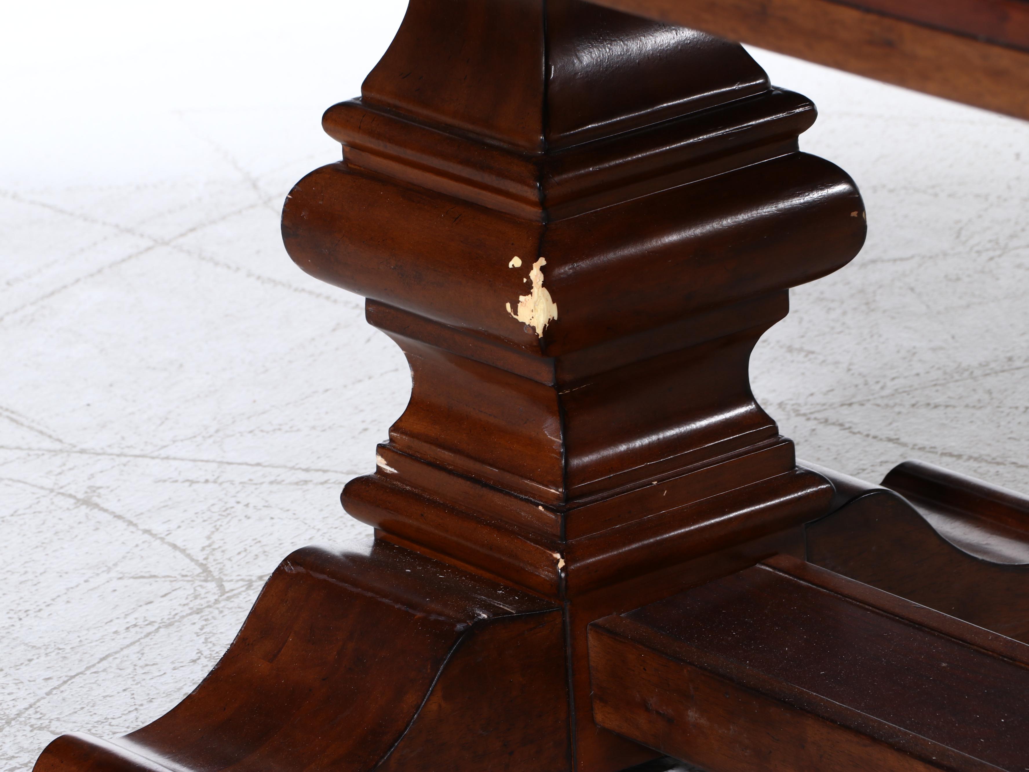 Ashley Furniture Contemporary Mahogany Finish Wood Trestle Dining Table