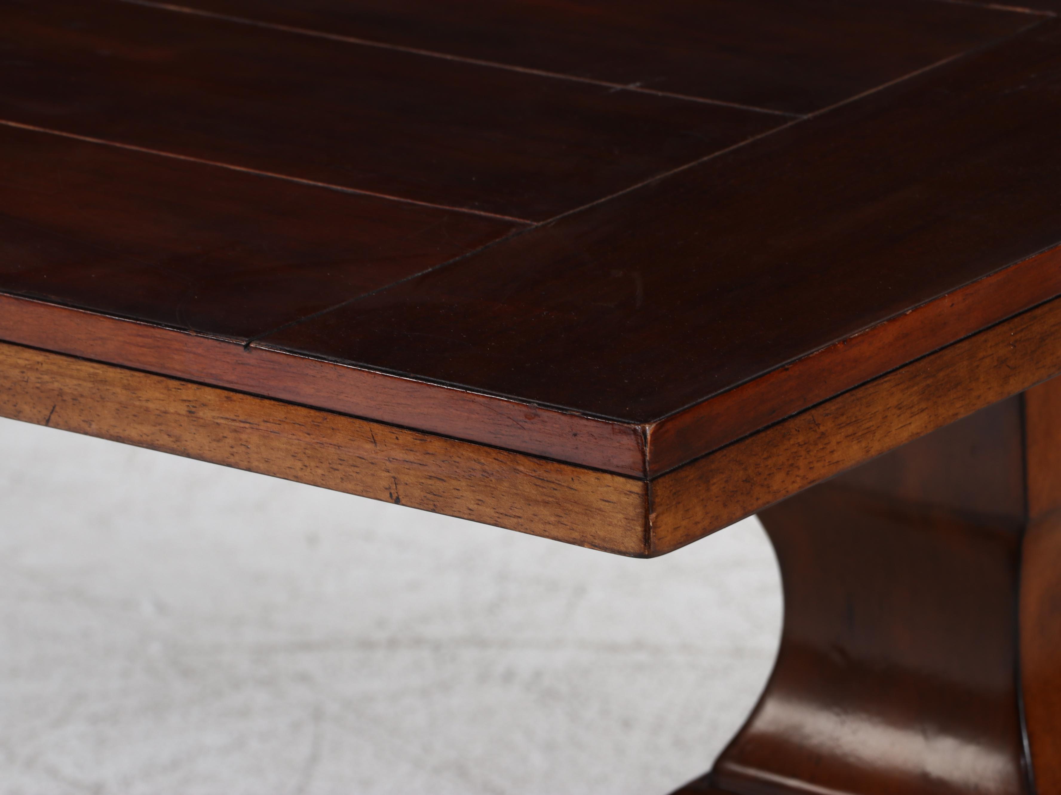 Ashley Furniture Contemporary Mahogany Finish Wood Trestle Dining Table