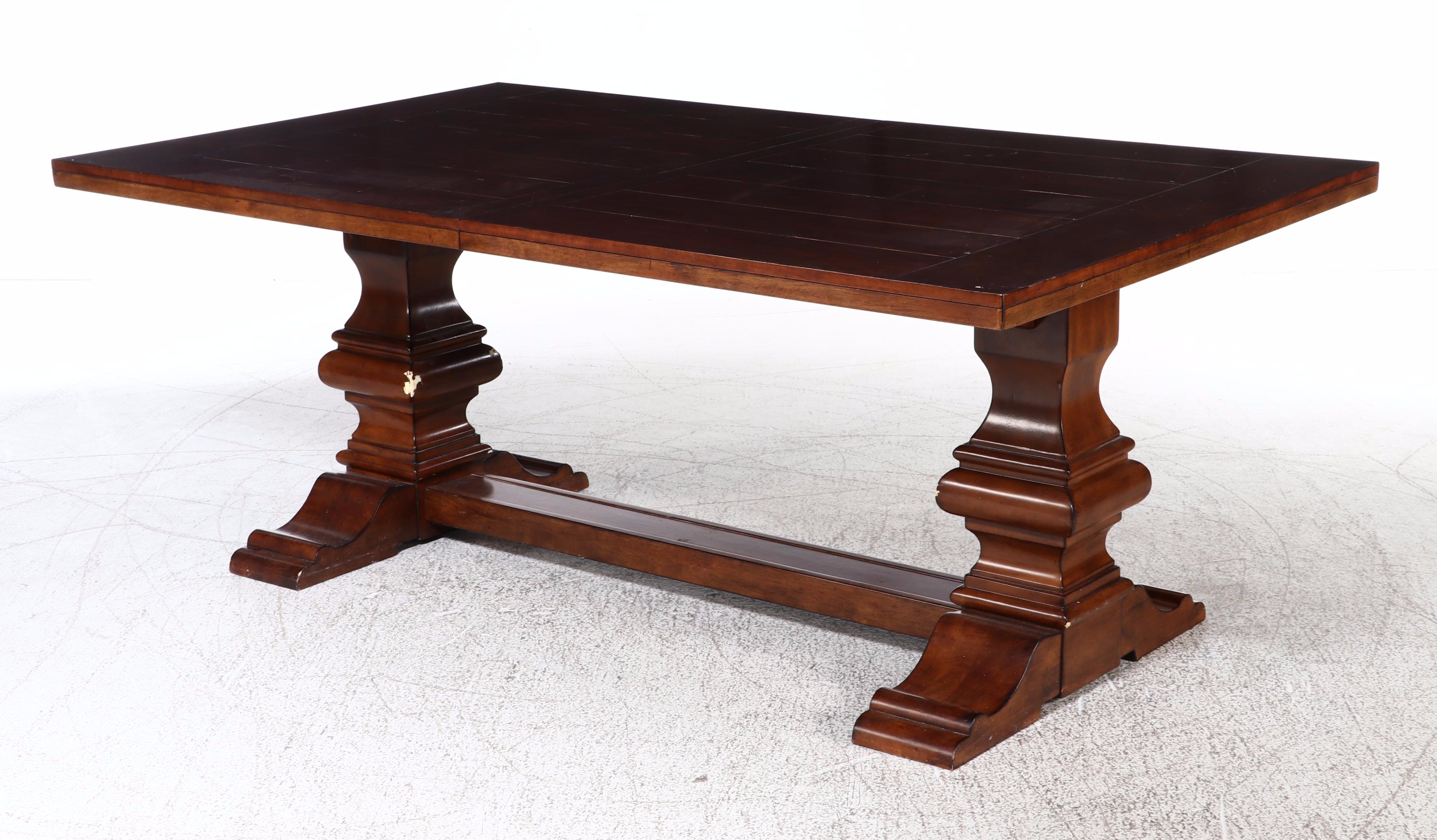 Ashley Furniture Contemporary Mahogany Finish Wood Trestle Dining Table