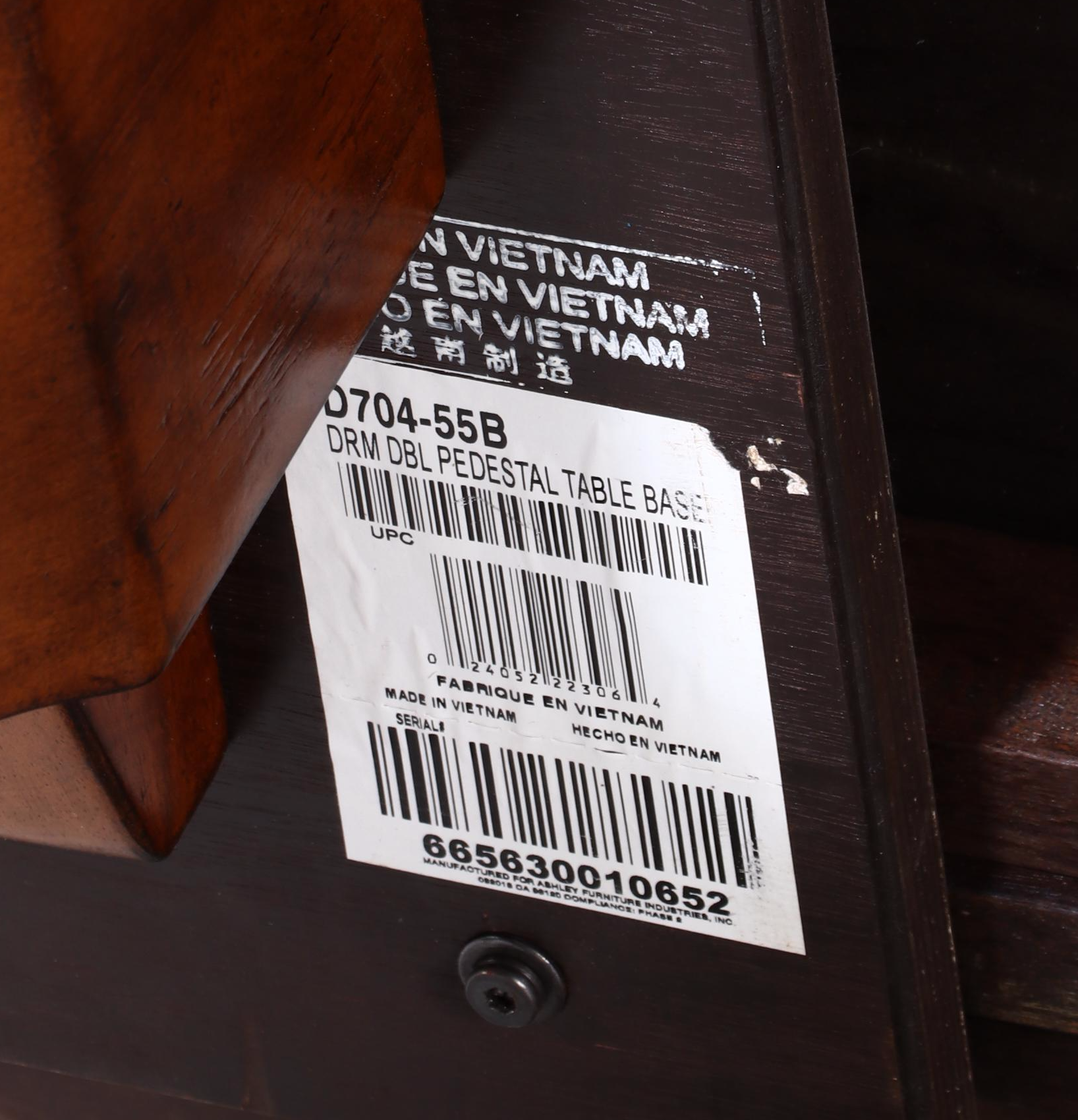 Ashley Furniture Contemporary Mahogany Finish Wood Trestle Dining Table