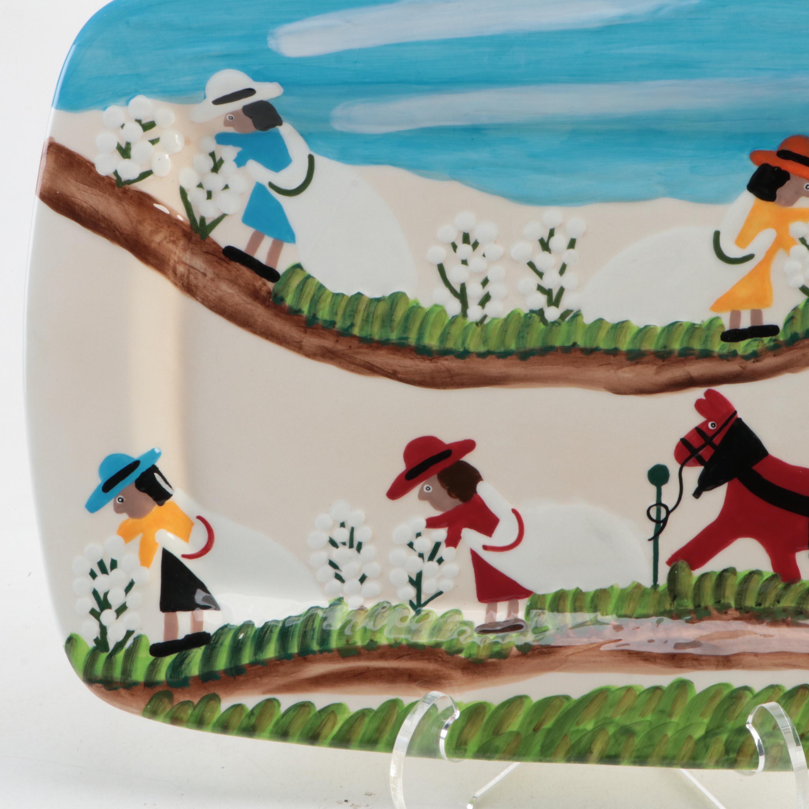 Gitter Gallery After Clementine Hunter "Picking and Hauling Cotton" Platter